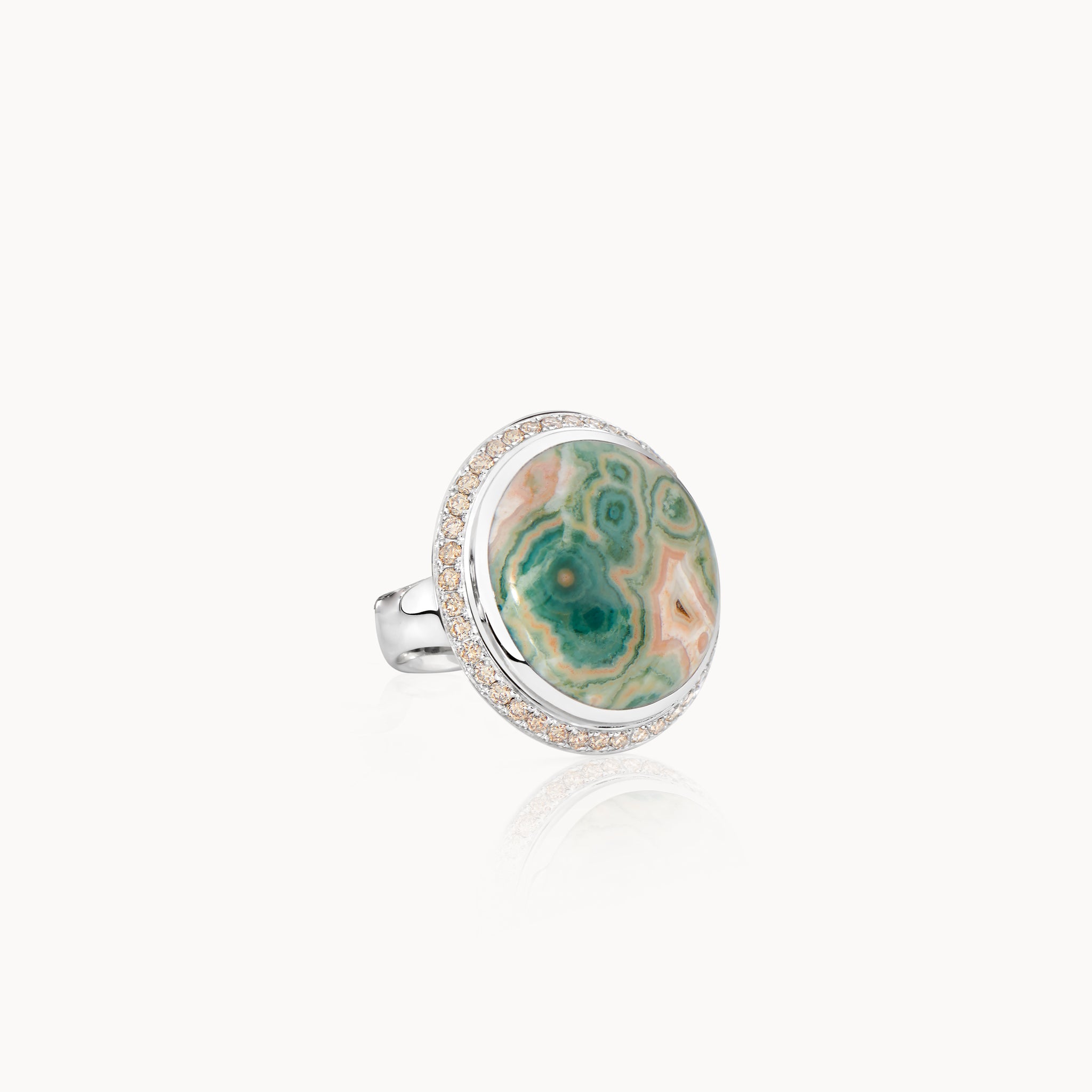 Ring OCEAN JASPER small with Champagne Diamond Pavé Ocean Jasper