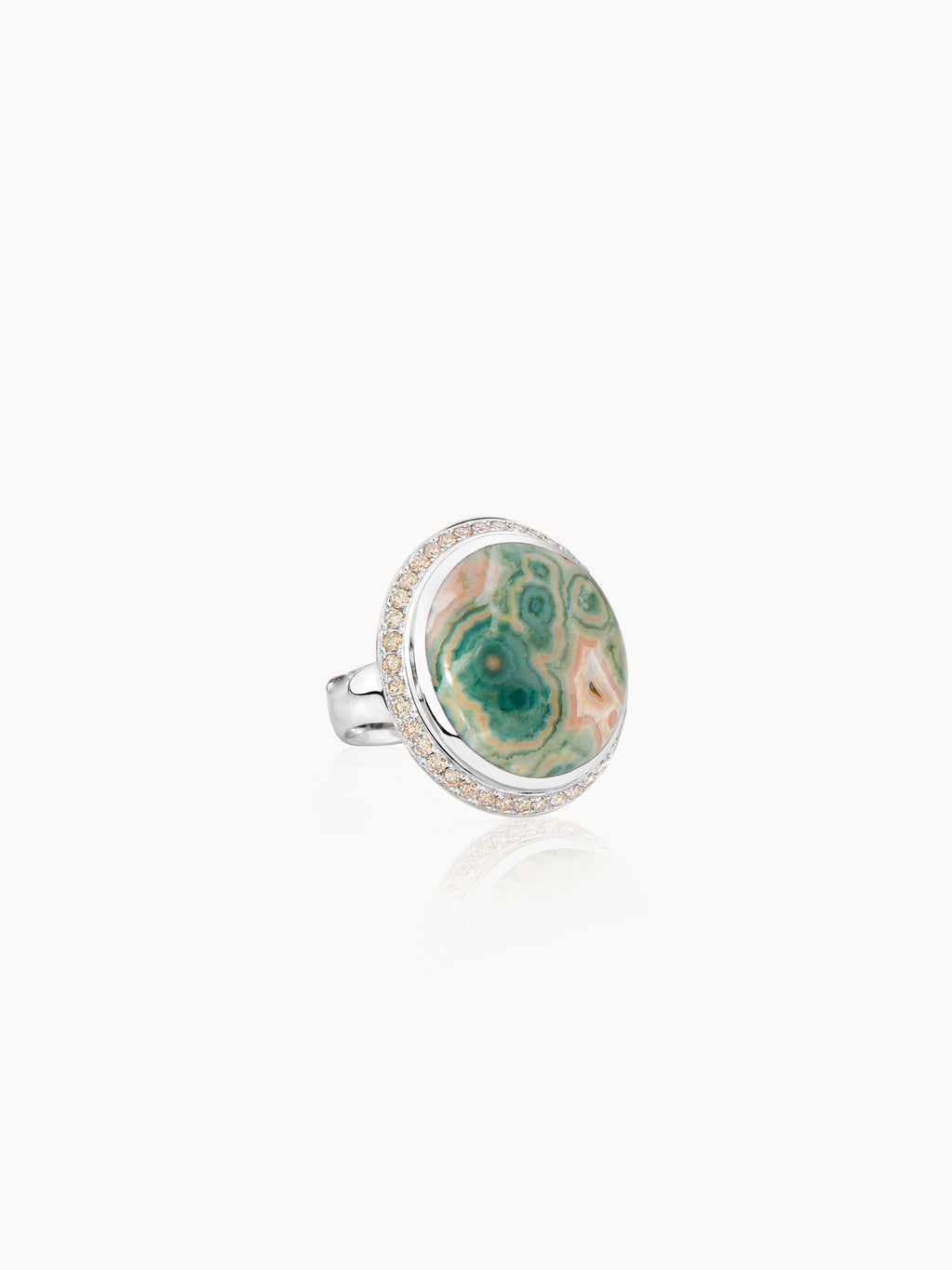 Ring OCEAN JASPER small with Champagne Diamond Pavé Ocean Jasper
