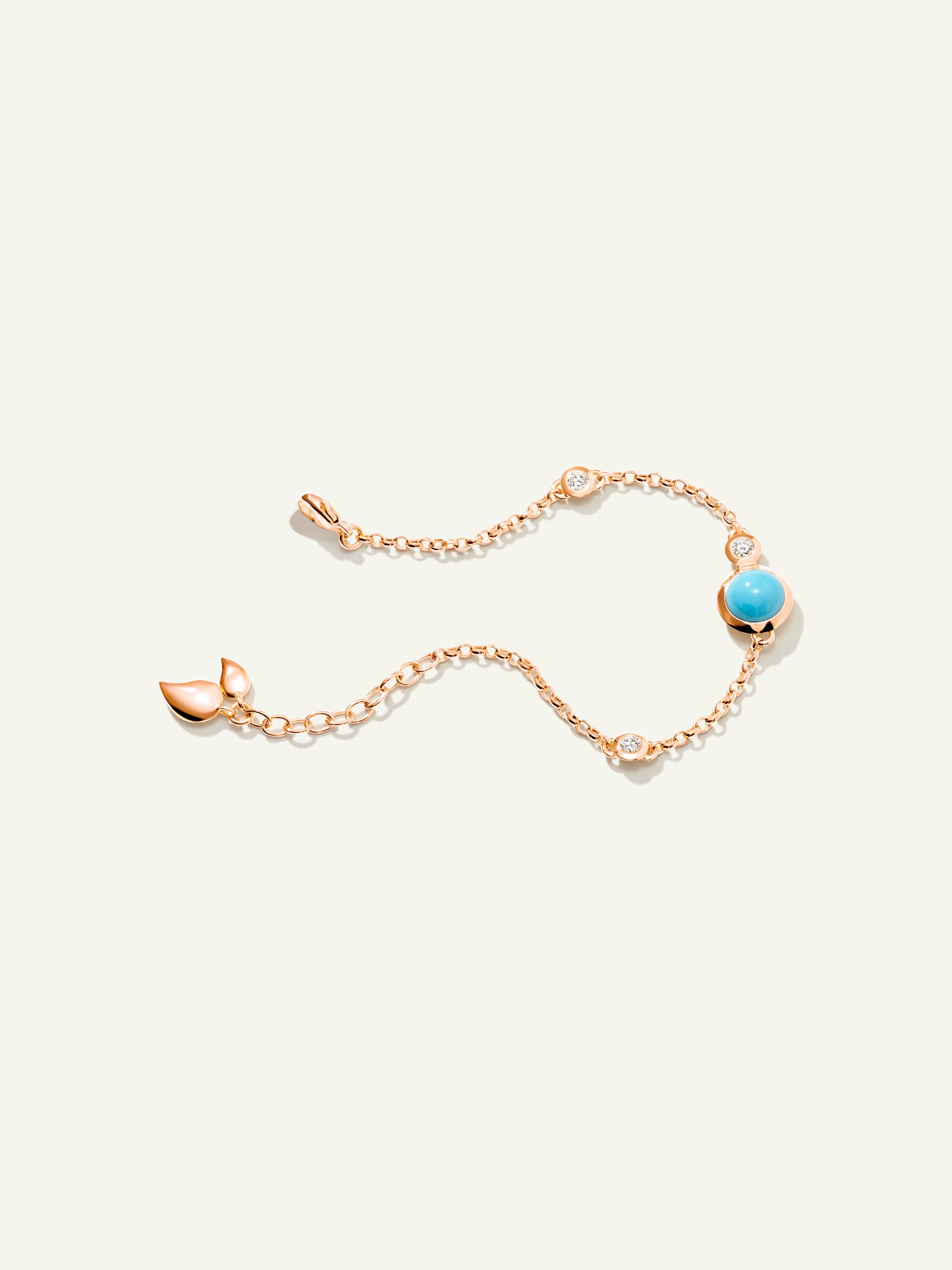 B-BOU-c-Tur-ml-rg | BOUTON Mini Chain Bracelet, with Turquoise