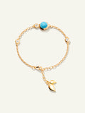 BOUTON Mini Chain Armband, mit Türkis
