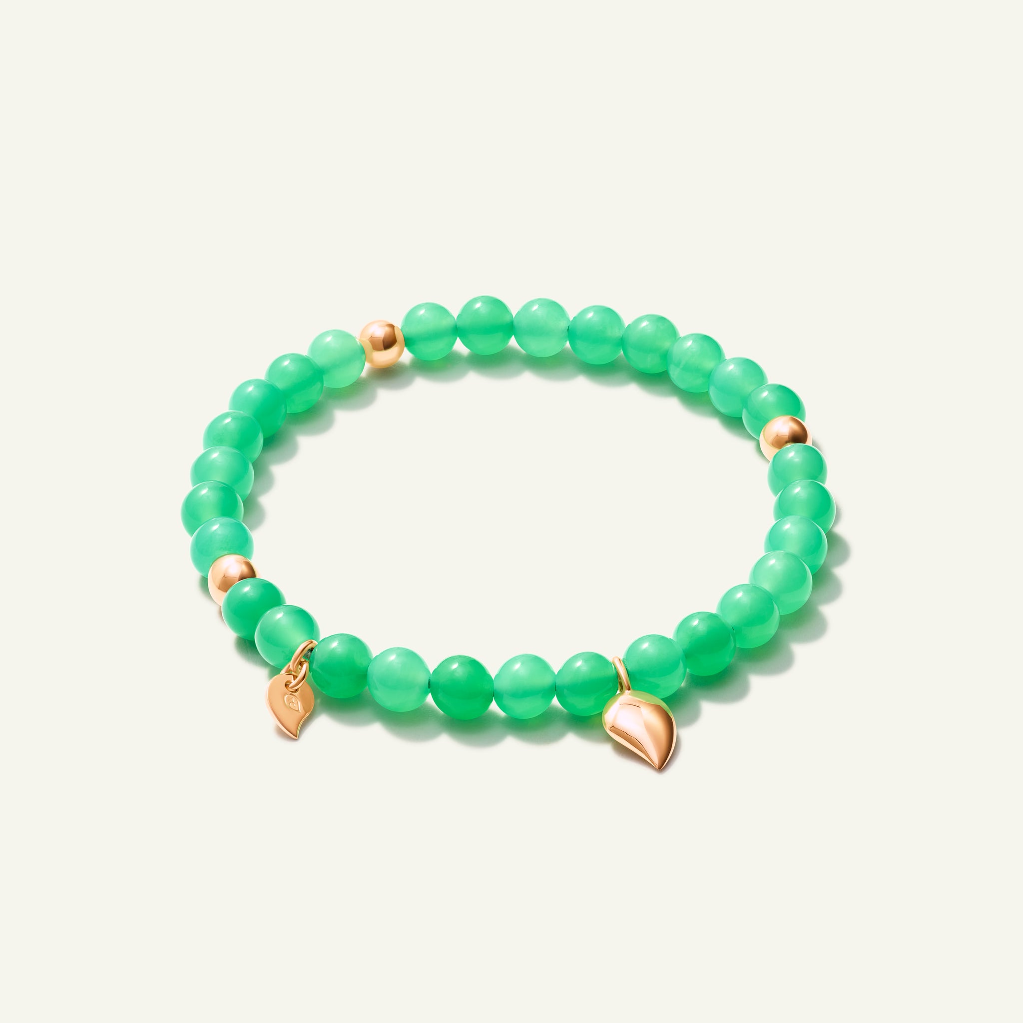 INDIA Medium Armband mit 18K Goldperlen und Chrysopras, eine Reihe