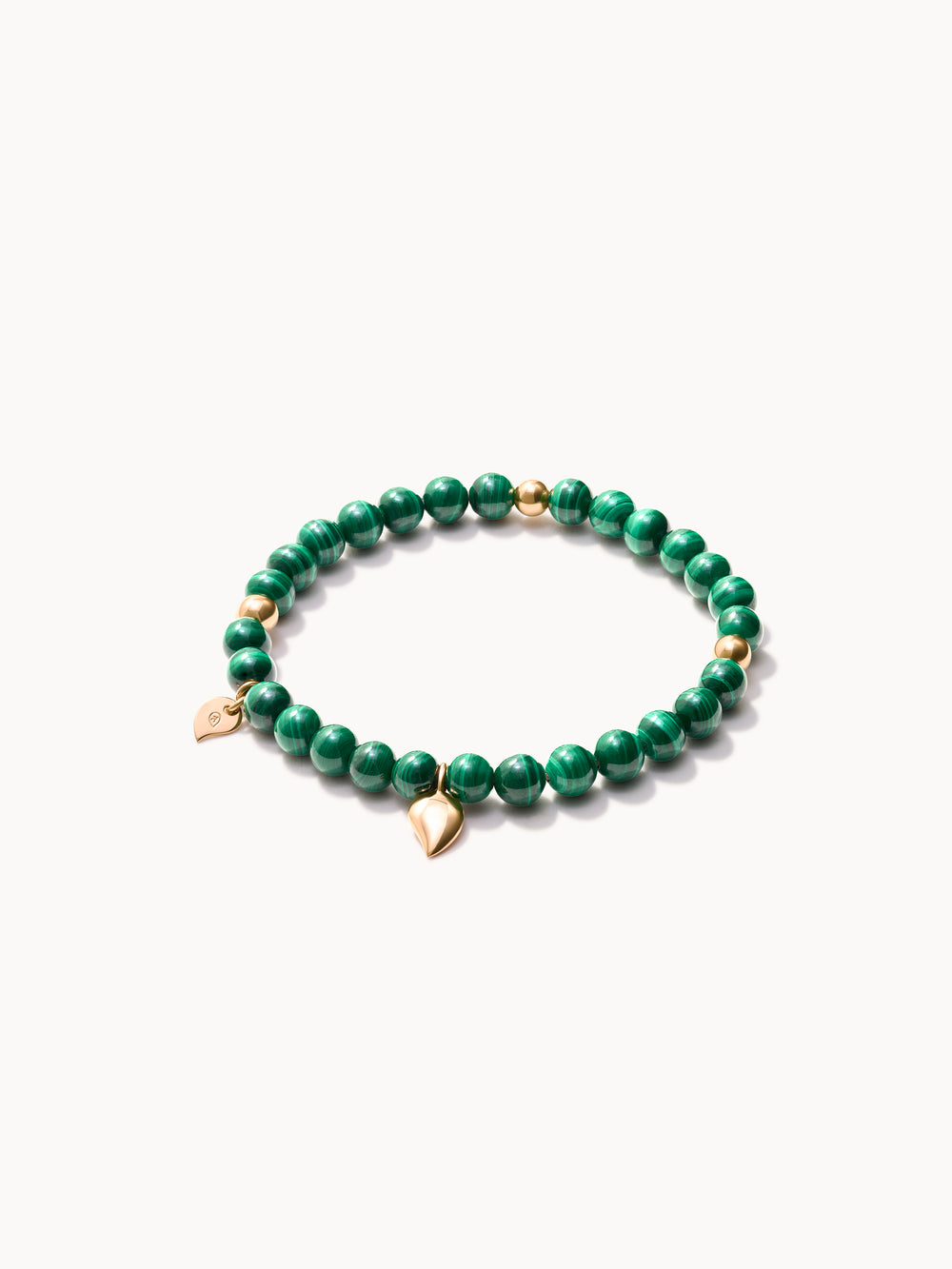 Bracelet INDIA Malachite with golden beads, one row