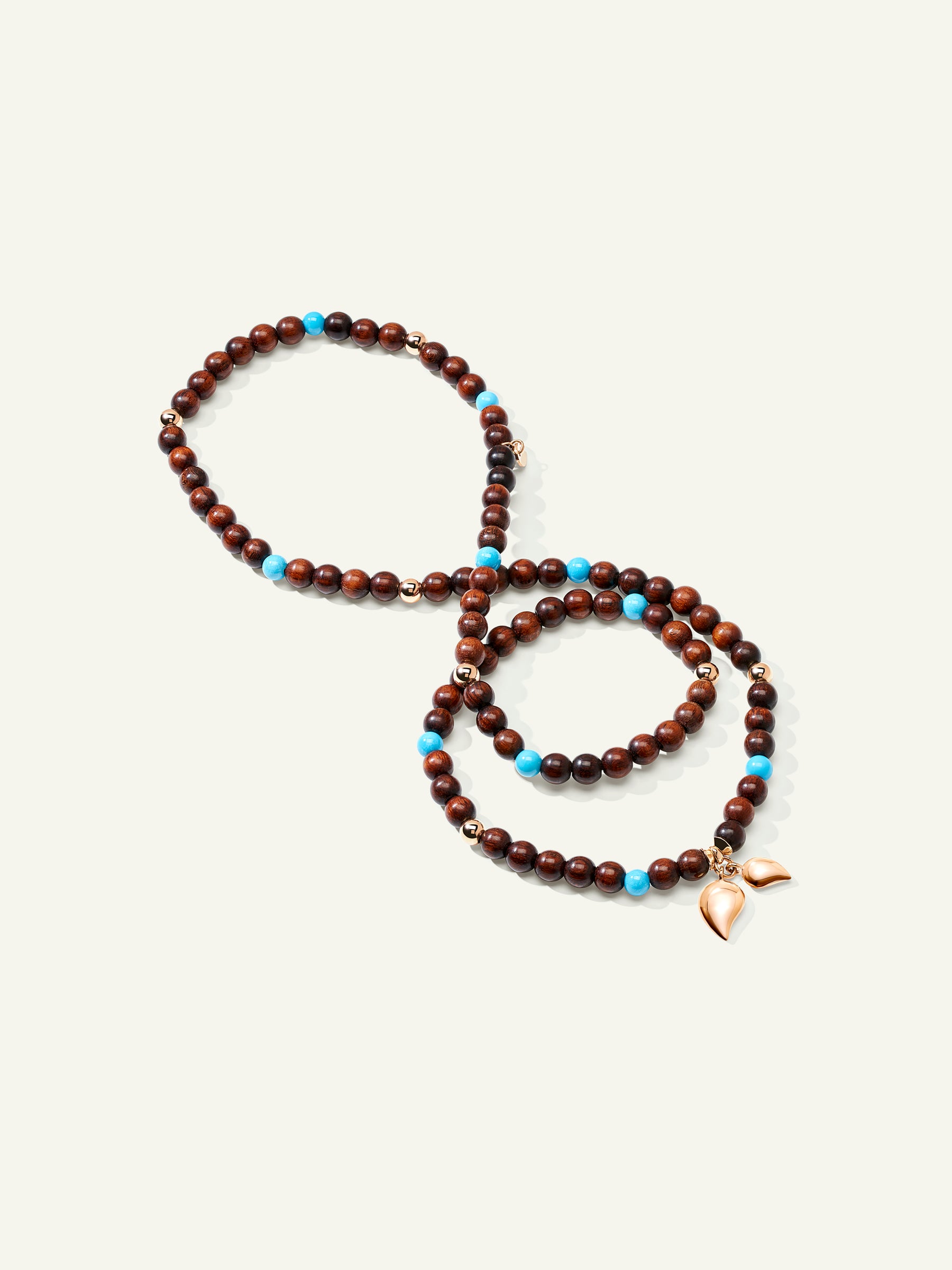B-IND-SWTur-3-l-rg | INDIA Bracelet with Turquoise Beads and Snakewood, Three Rows