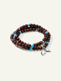 INDIA Armband mit Türkisperlen und Snakewood, drei Reihen