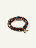 INDIA Armband mit Türkisperlen und Snakewood, drei Reihen