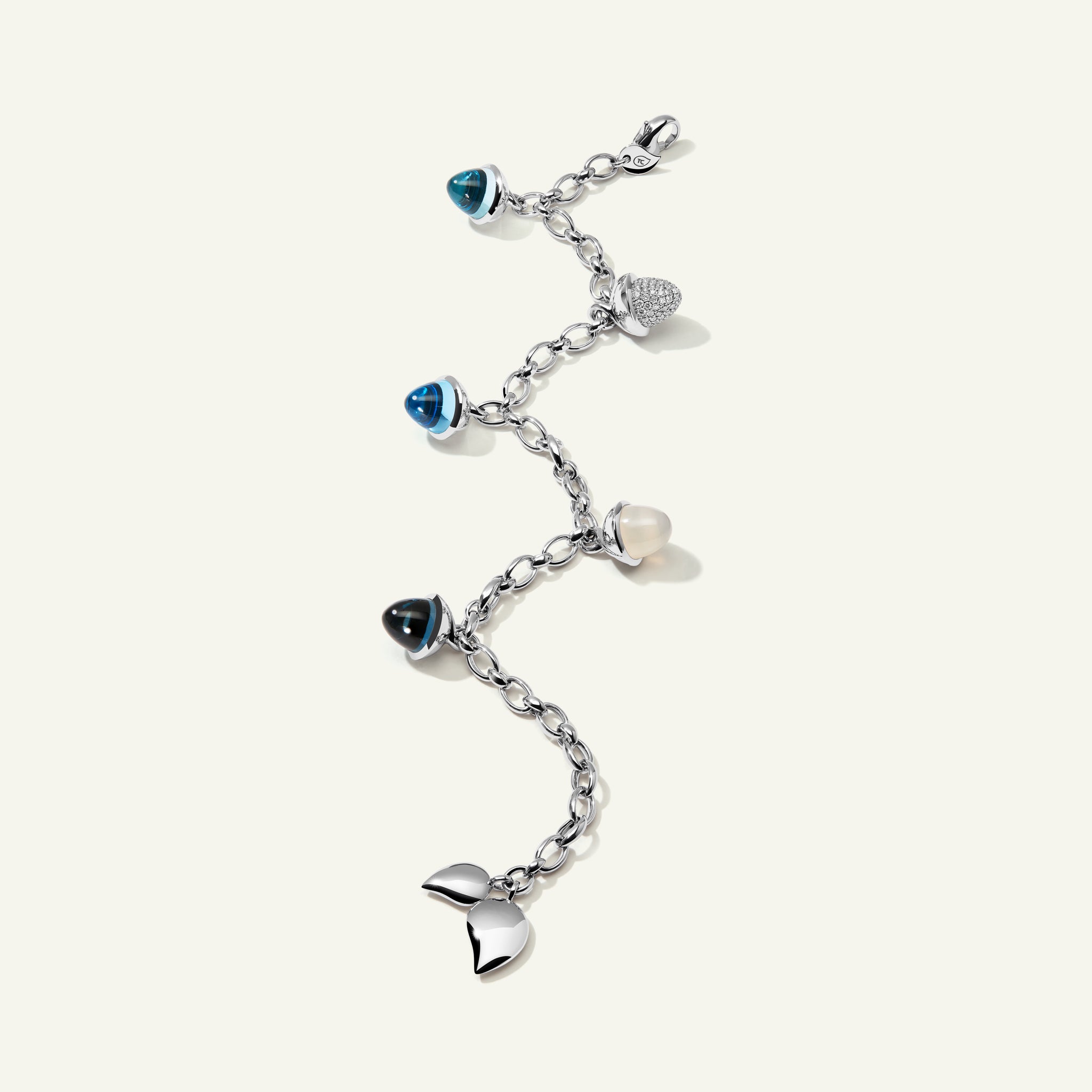 MIKADO Flamenco Charm Bracelet in 'Ocean' with Diamond Pavé