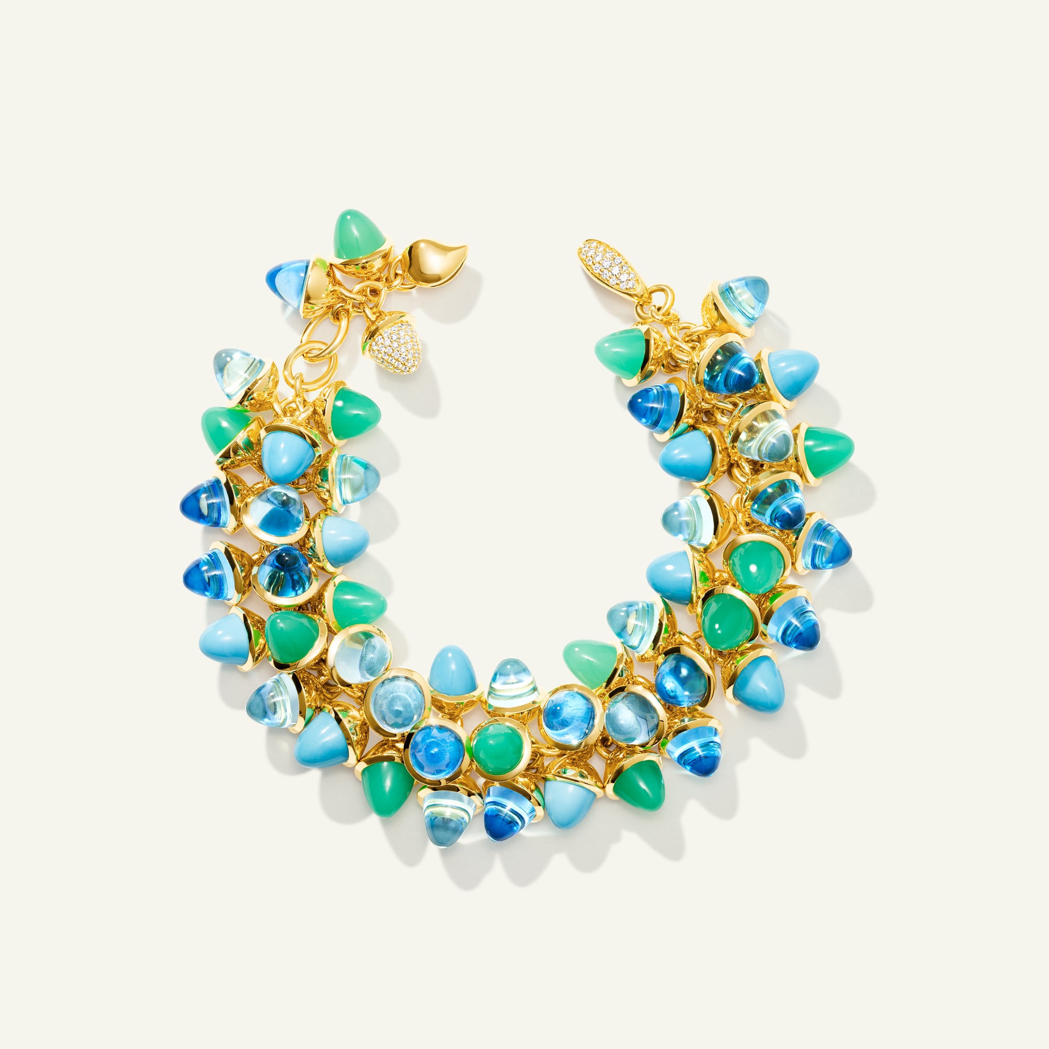 MIKADO Flamenco Armband in 'Lagoon' mit Diamond Pavé