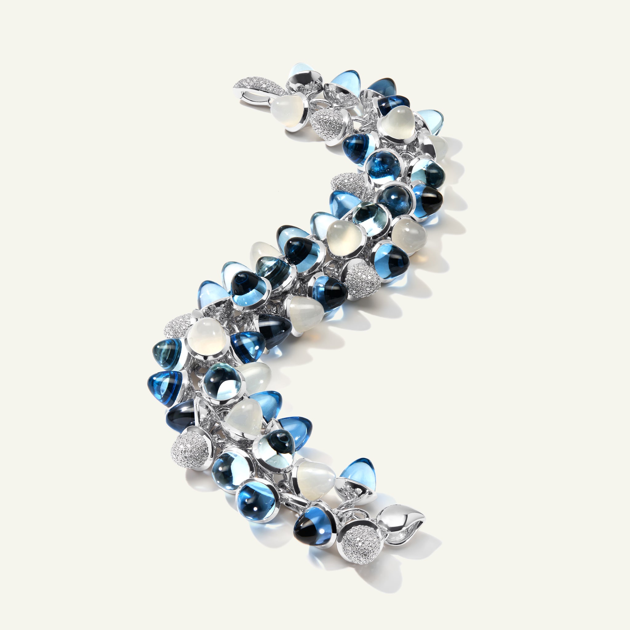 MIKADO Flamenco Armband in 'Ocean' mit Diamond Pavé