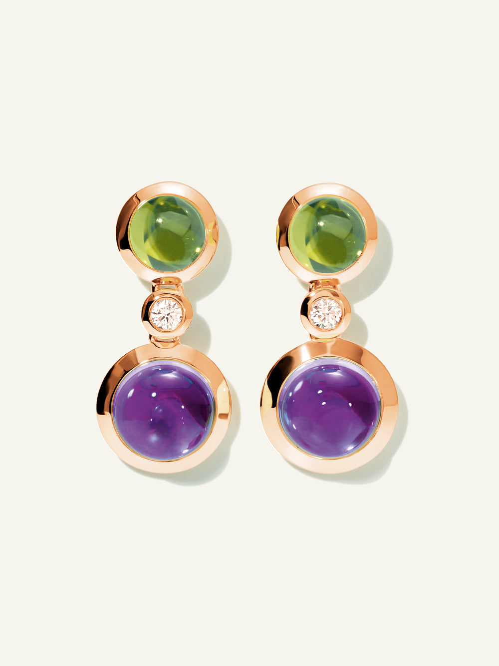 BOUTON 2 Cabochons Ohrringe in 'Aurora' mit Diamanten