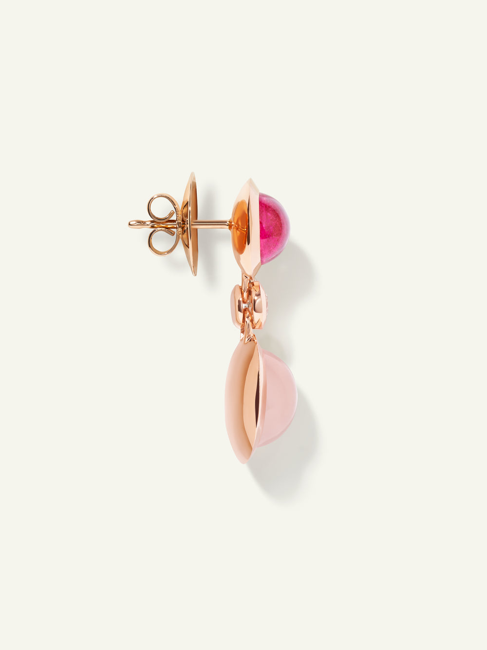 BOUTON 2 Cabochons Ohrringe in 'Blush' mit Diamanten