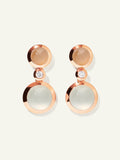 BOUTON 2 Cabochons Earrings in 'Camel' with White Diamonds