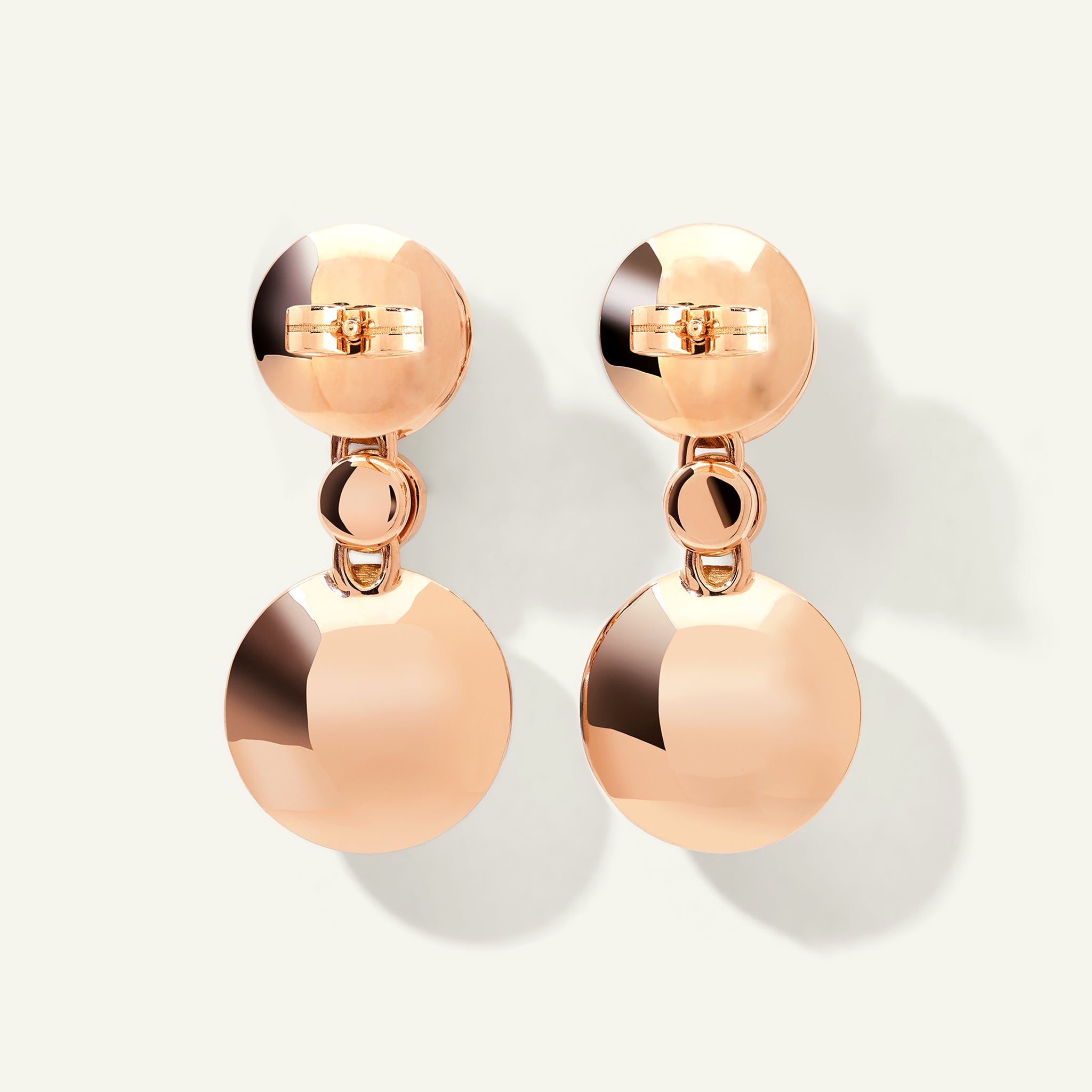 BOUTON 2 Cabochons Earrings in 'Camel' with White Diamonds