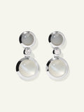 BOUTON 2 Cabochons Earrings in 'Cashmere' with White Diamonds