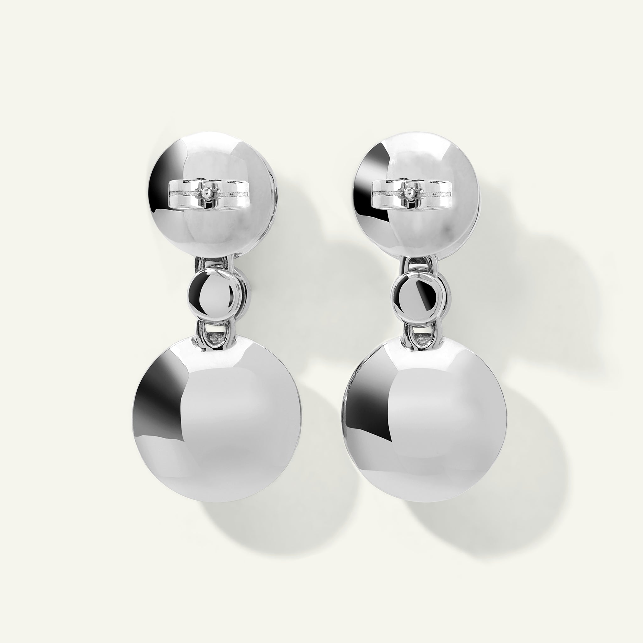 BOUTON 2 Cabochons Earrings in 'Cashmere' with White Diamonds