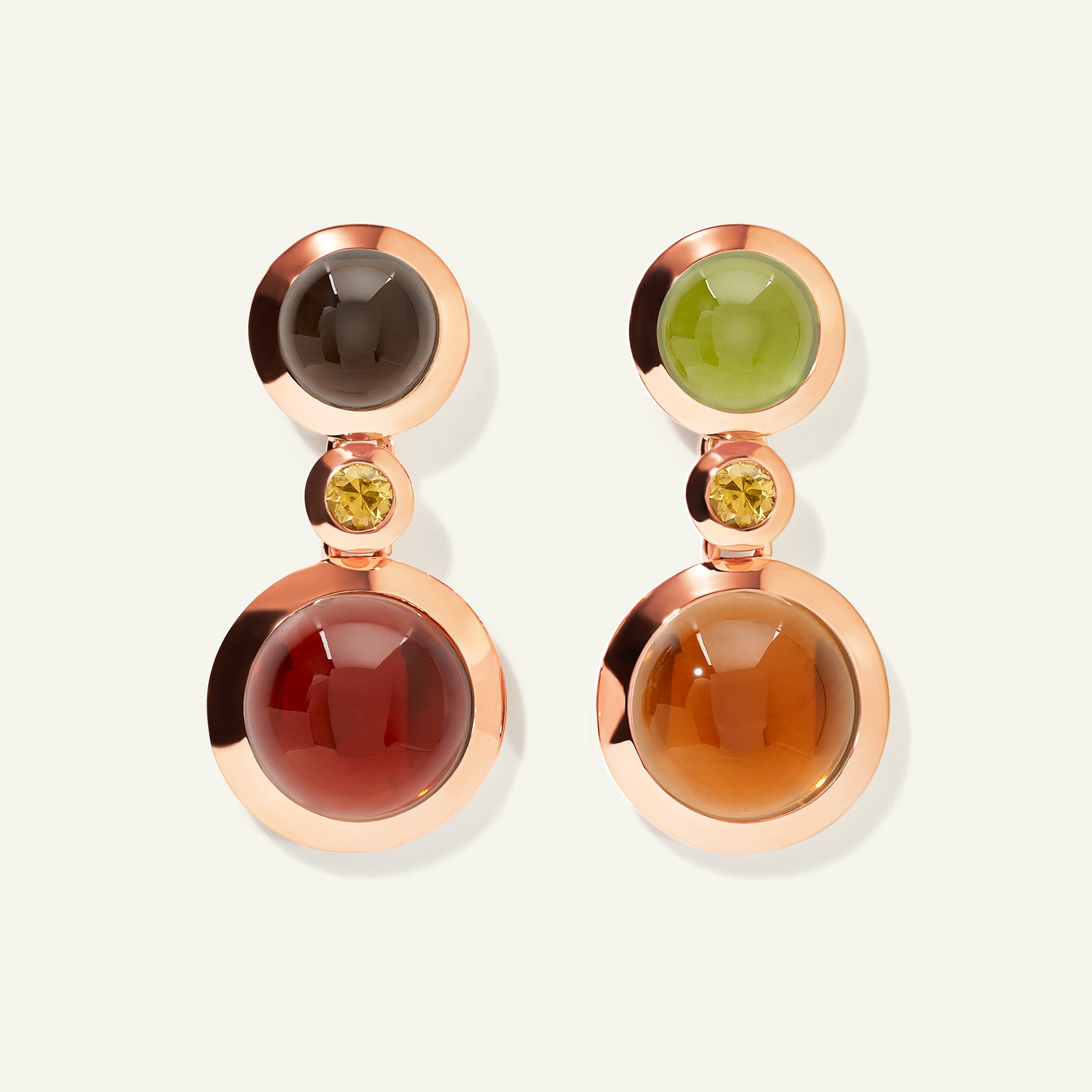 BOUTON 2 Cabochons Earrings in 'Indian Summer' with Sapphire