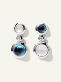 BOUTON 2 Cabochons Ohrringe in 'Ocean' mit Diamanten