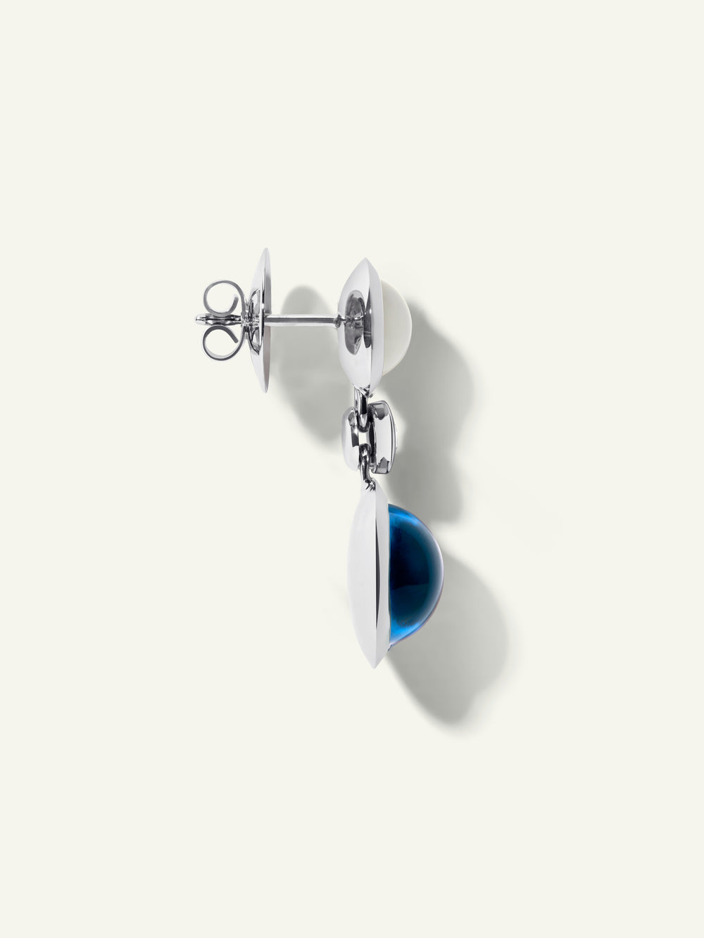 BOUTON 2 Cabochons Ohrringe in 'Ocean' mit Diamanten