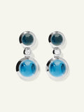 BOUTON 2 Cabochons Earrings in 'Sky' and White Diamonds