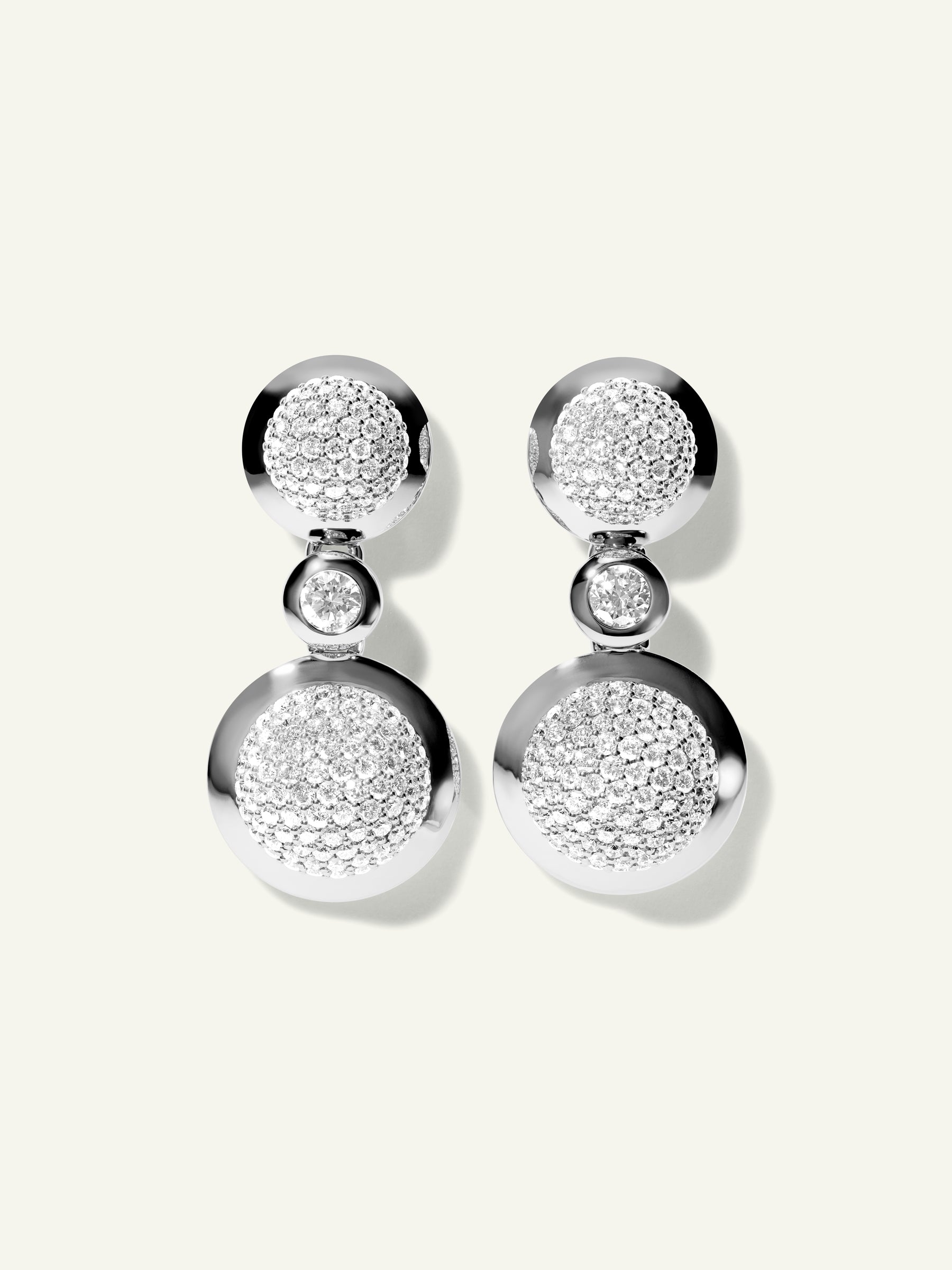 BOUTON 2 Cabochons Earrings with Diamond Pavé and White Diamonds