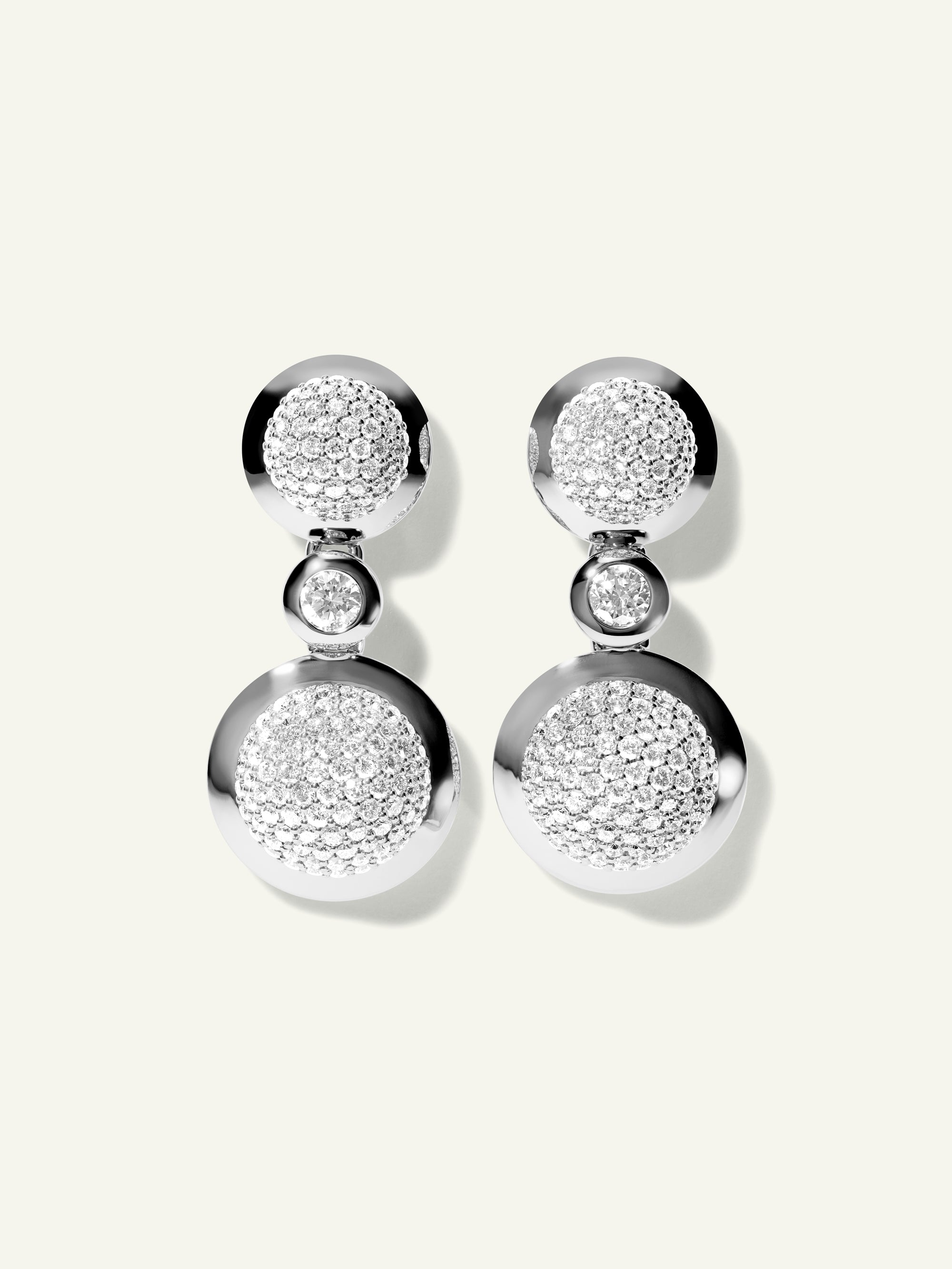 BOUTON 2 Cabochons Earrings with Diamond Pavé and White Diamonds