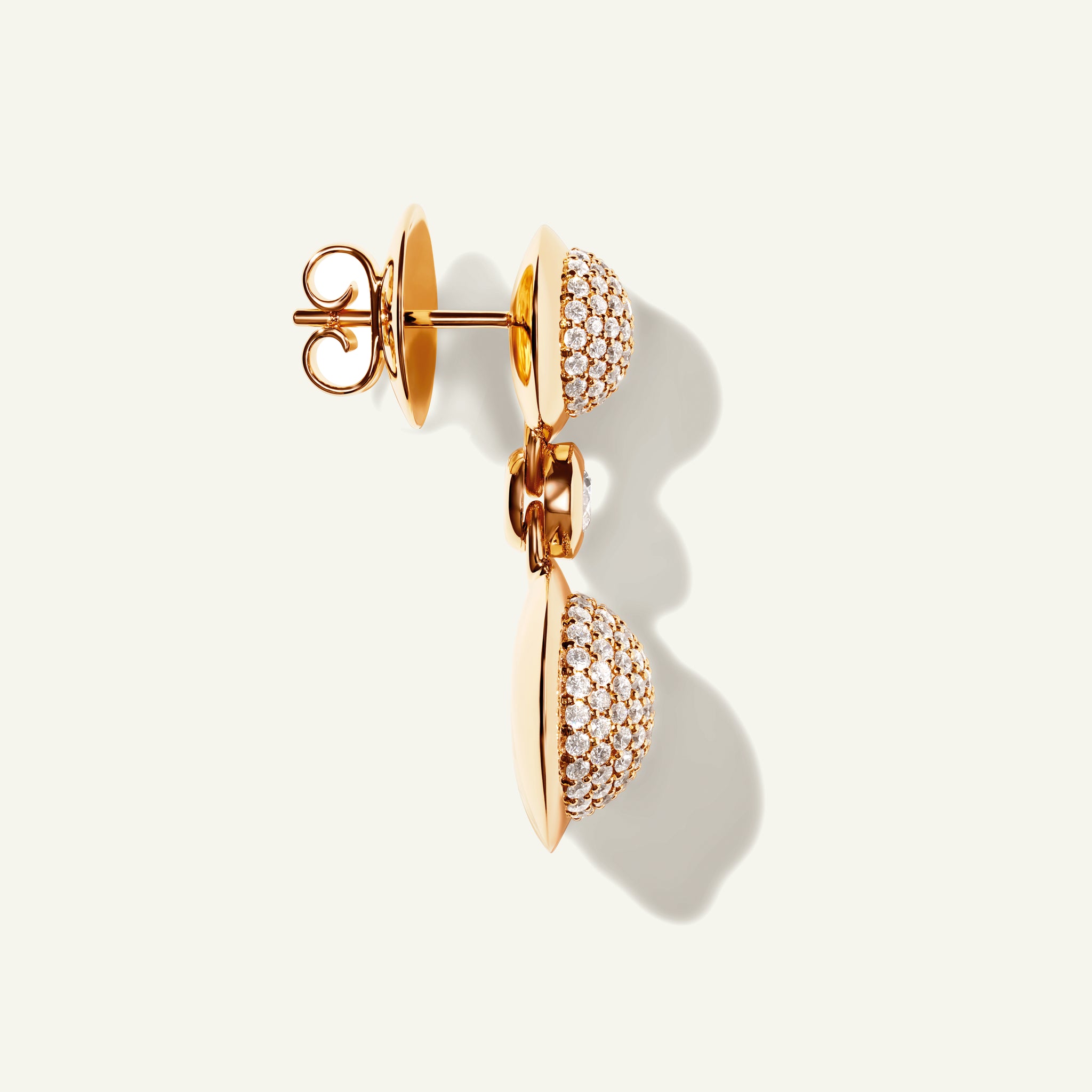 BOUTON 2 Cabochons Ohrringe mit Diamant Pavé und Diamanten