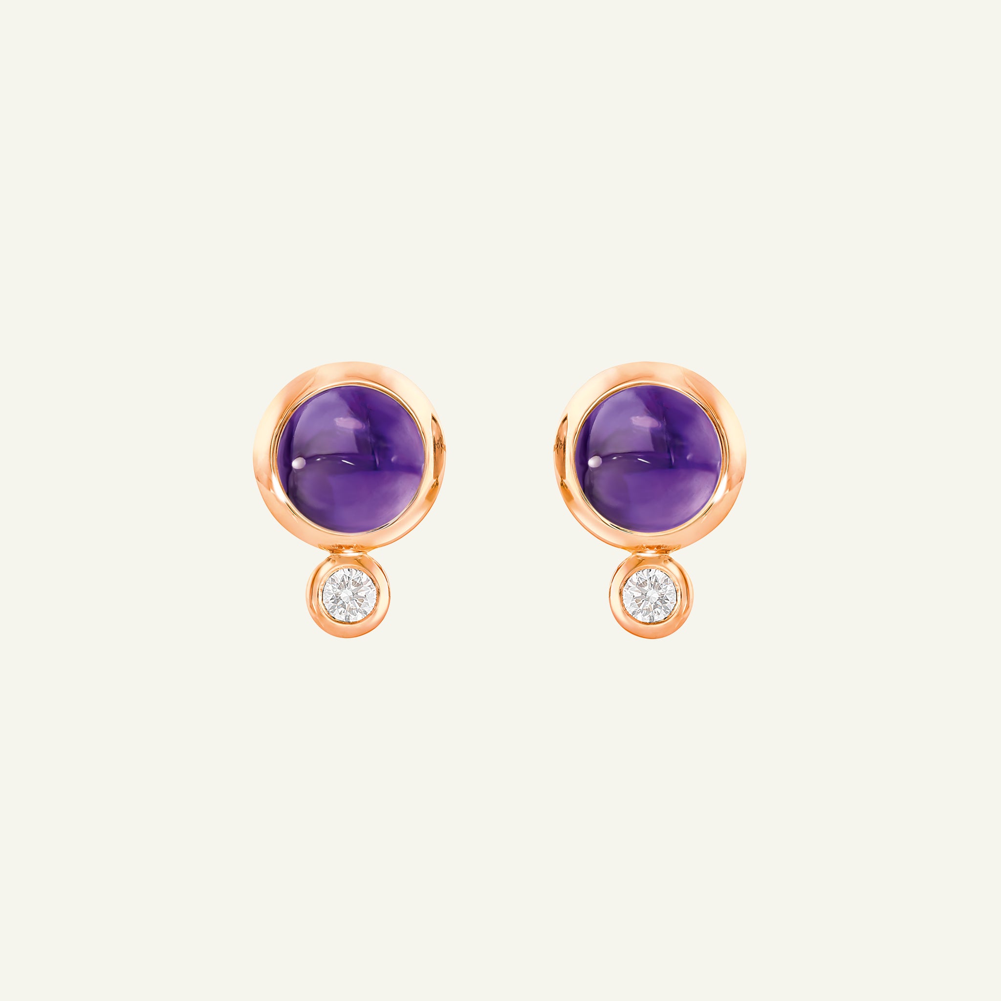 BOUTON Ohrringe mit Amethyst und Diamanten