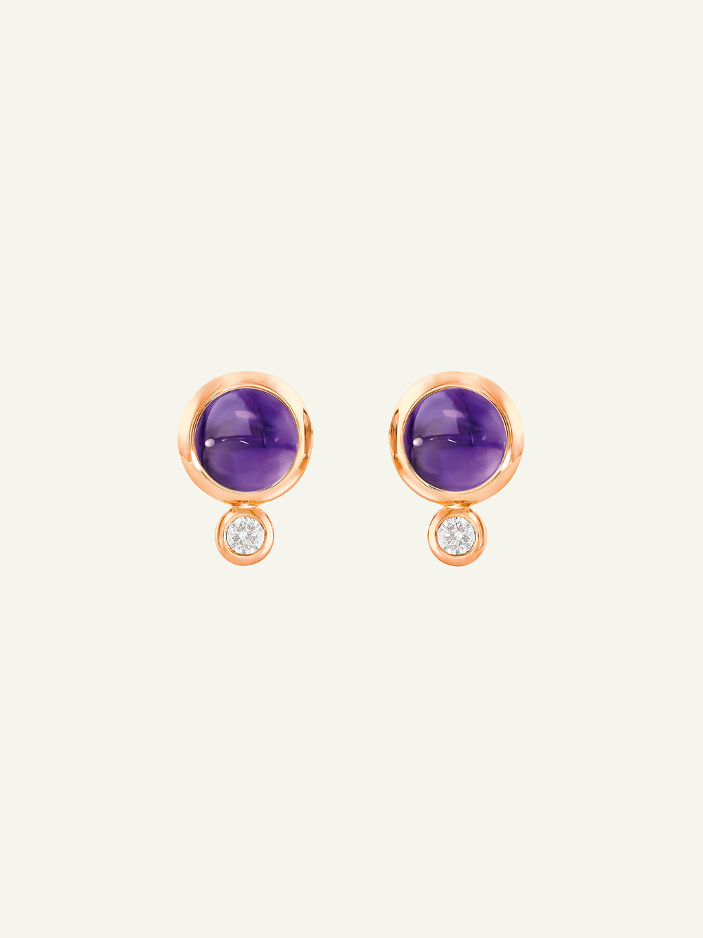 BOUTON Ohrringe mit Amethyst und Diamanten