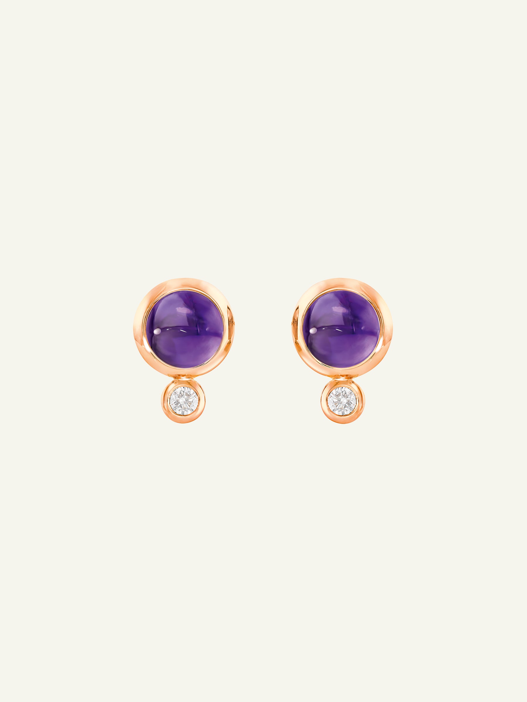 BOUTON Earrings with Amethyst and White Diamonds