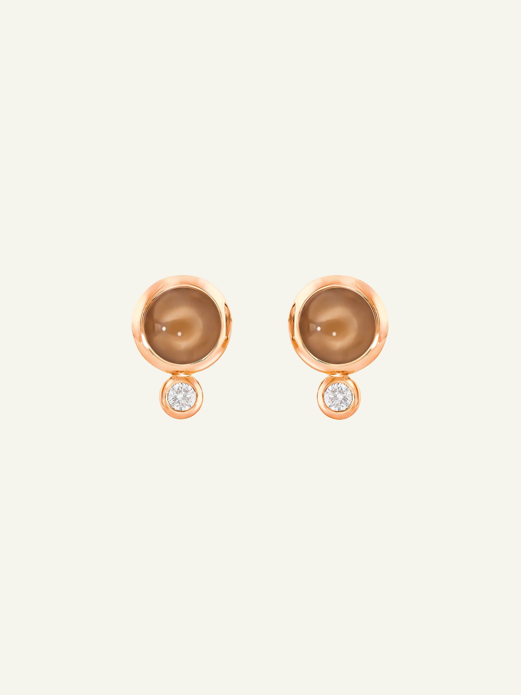 BOUTON Earrings with Brown Moonstone and White Diamonds