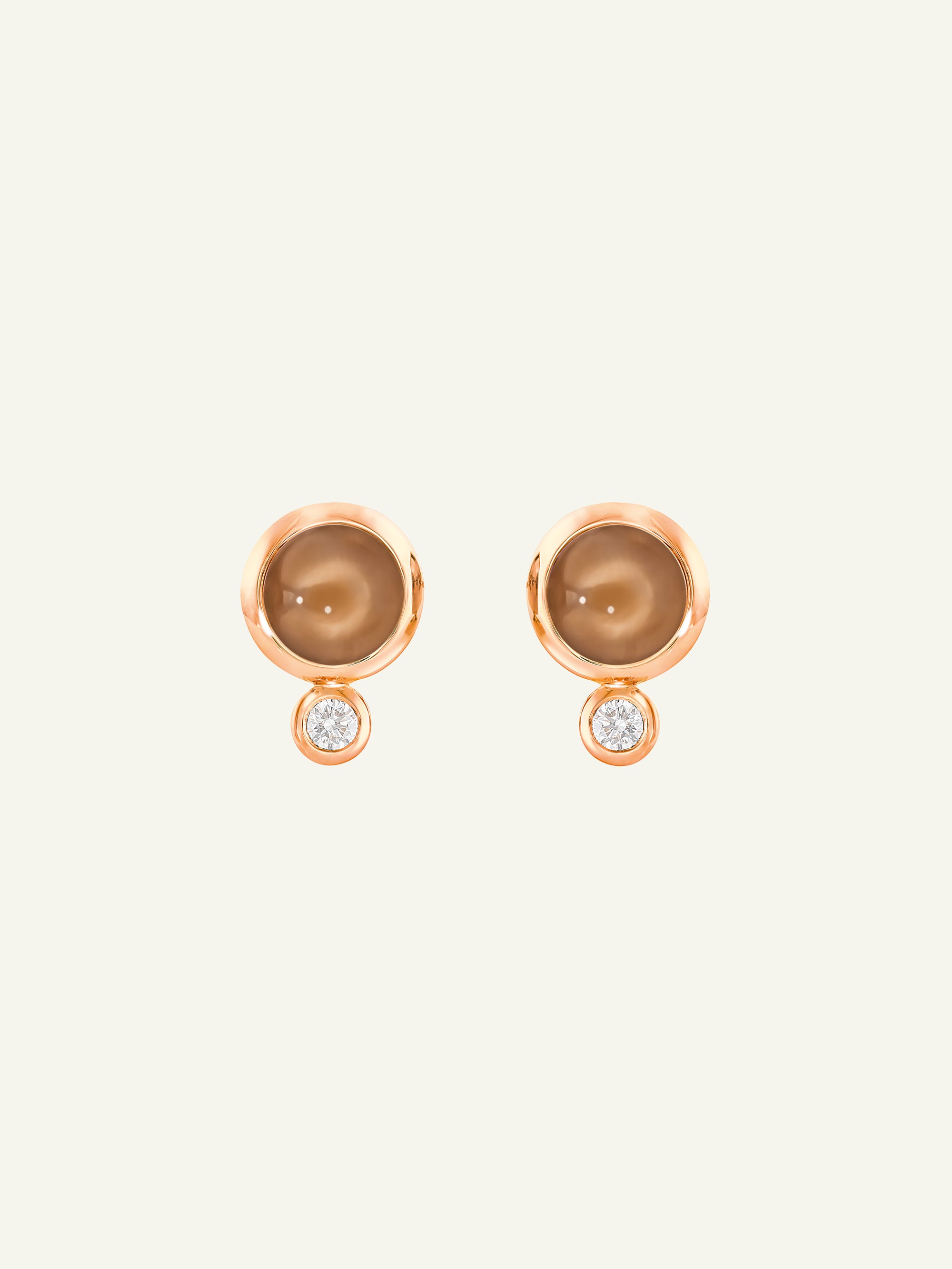 BOUTON Earrings with Brown Moonstone and White Diamonds