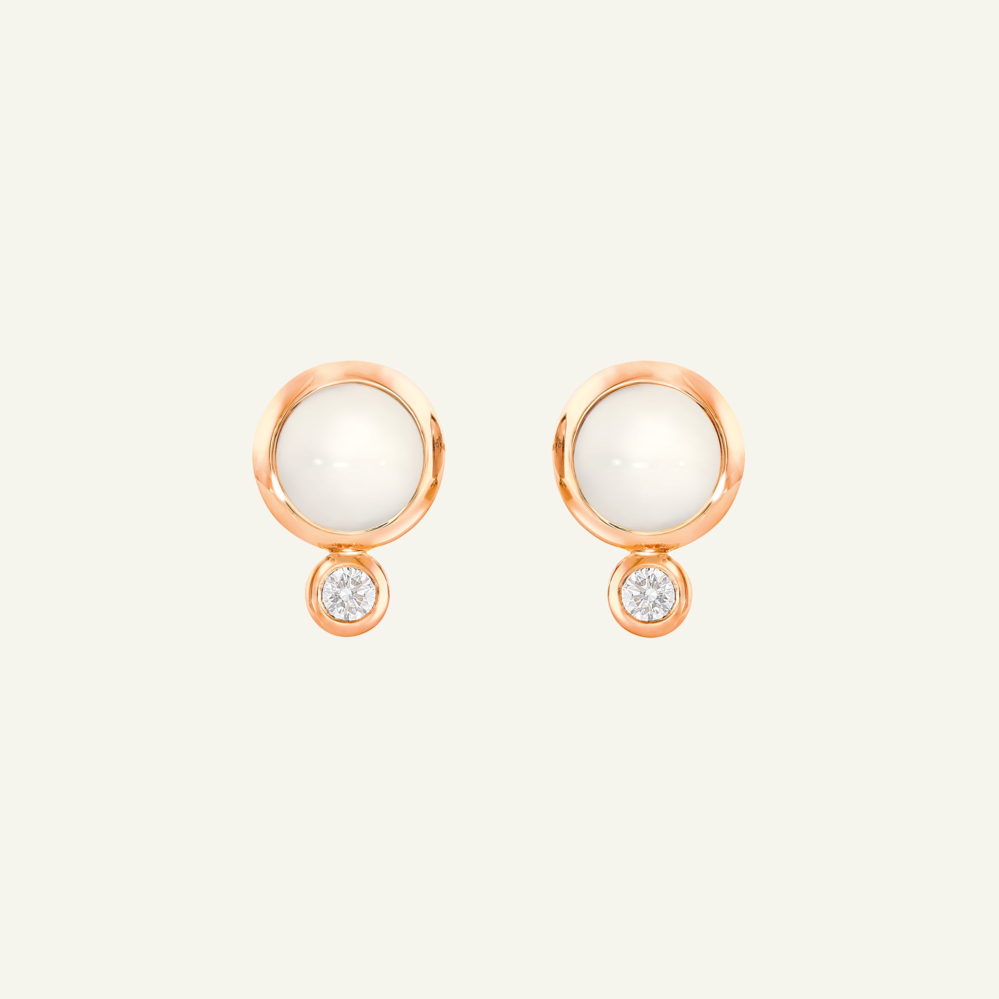 BOUTON Earrings with Sand Moonstone and White Diamonds
