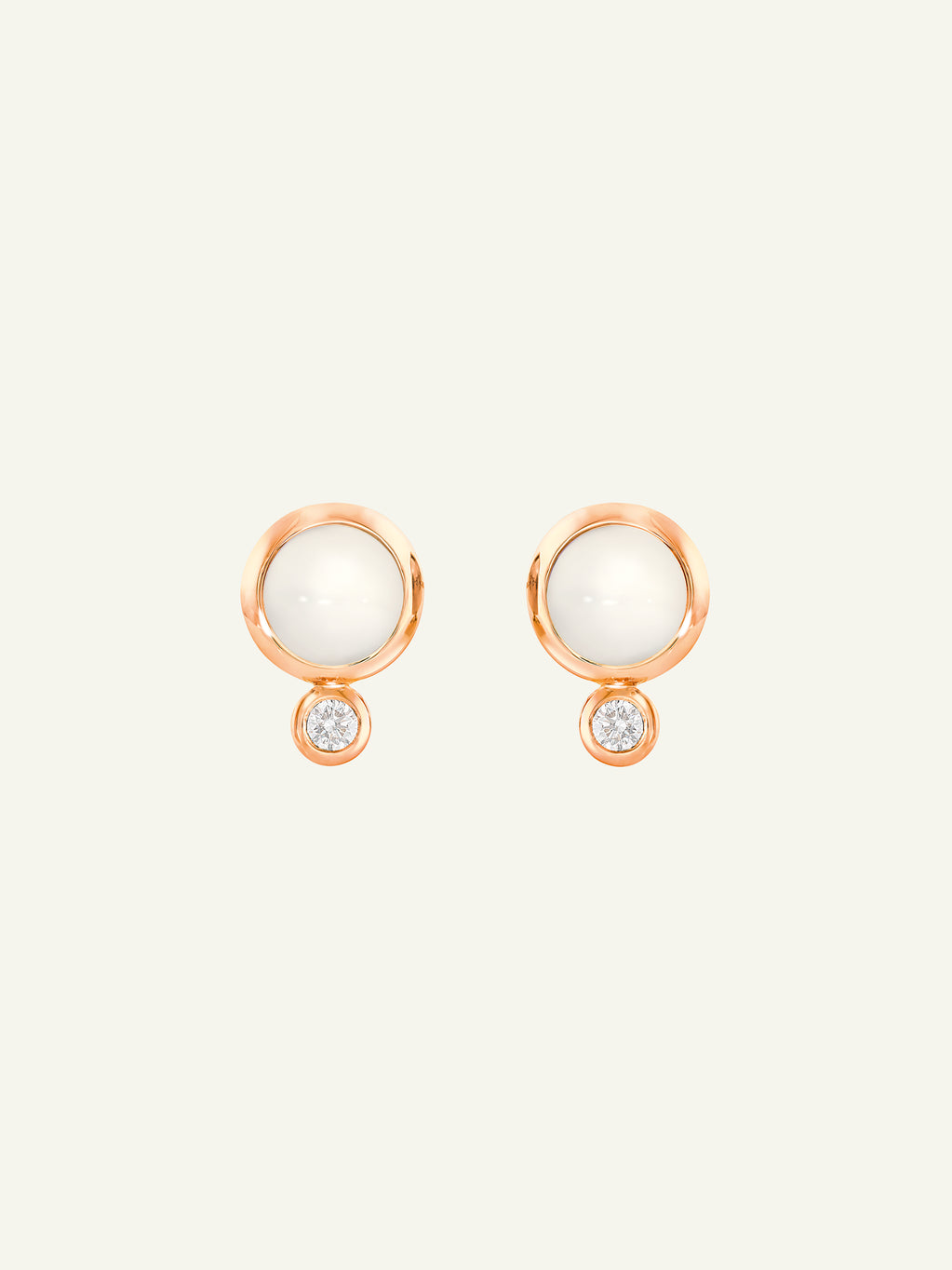 BOUTON Earrings with Sand Moonstone and White Diamonds
