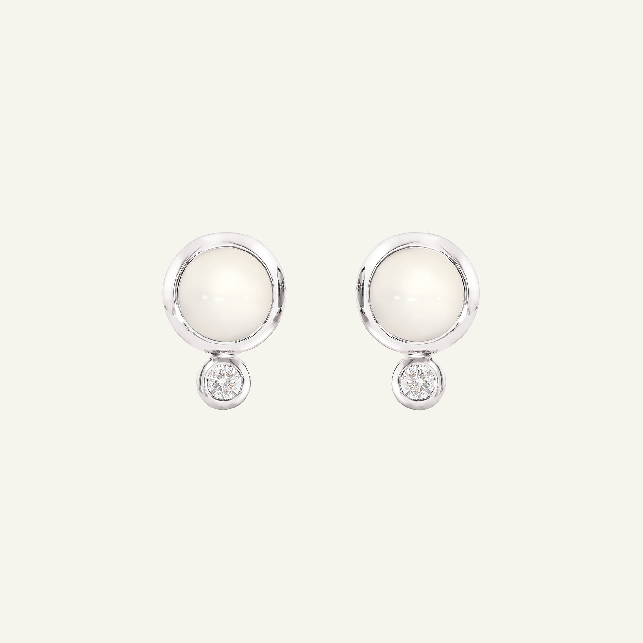 BOUTON Earrings with Sand Moonstone and White Diamonds