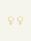 BOUTON Earrings with Sand Moonstone and White Diamonds