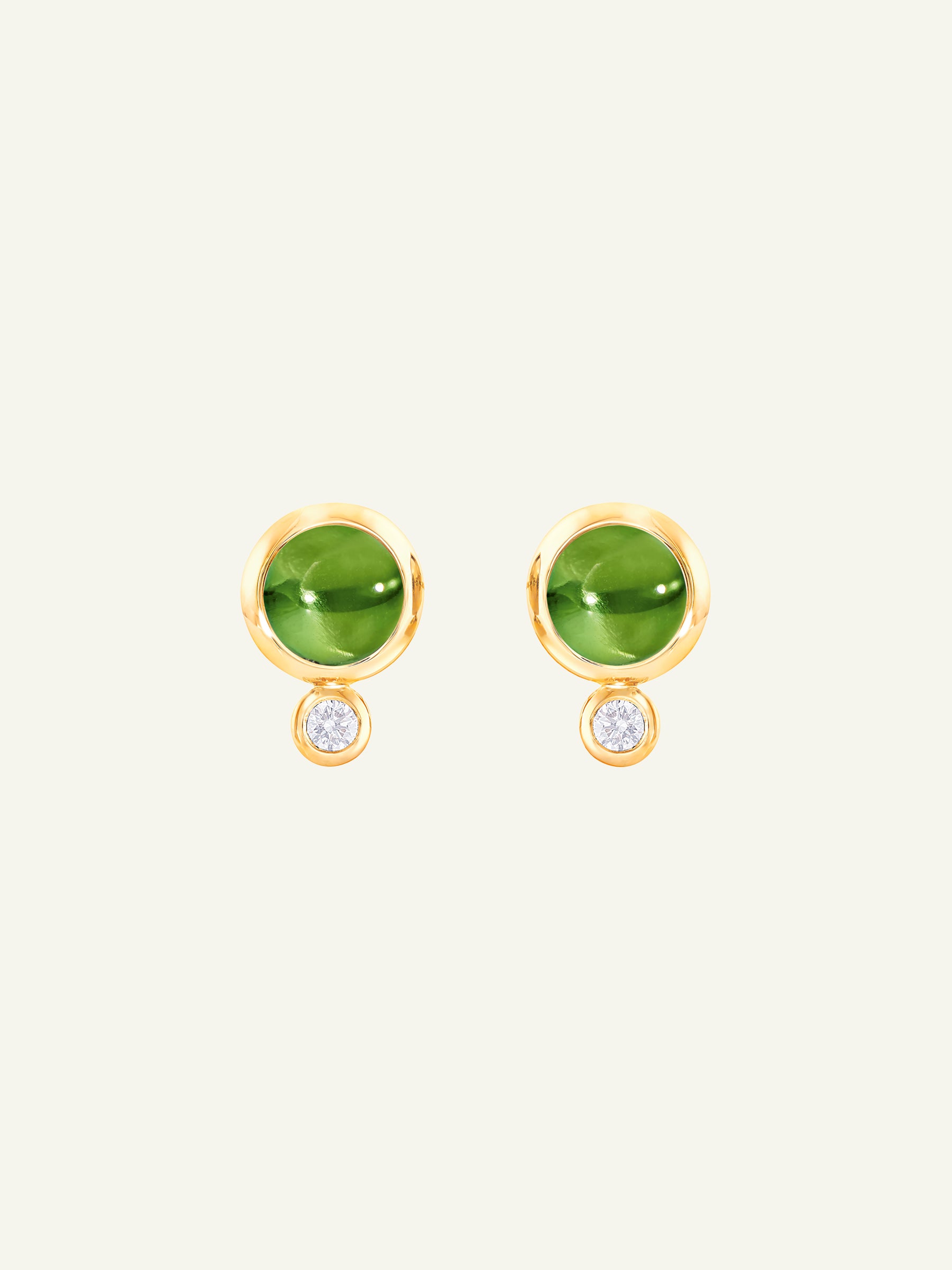 BOUTON Earrings with Peridot and White Diamonds