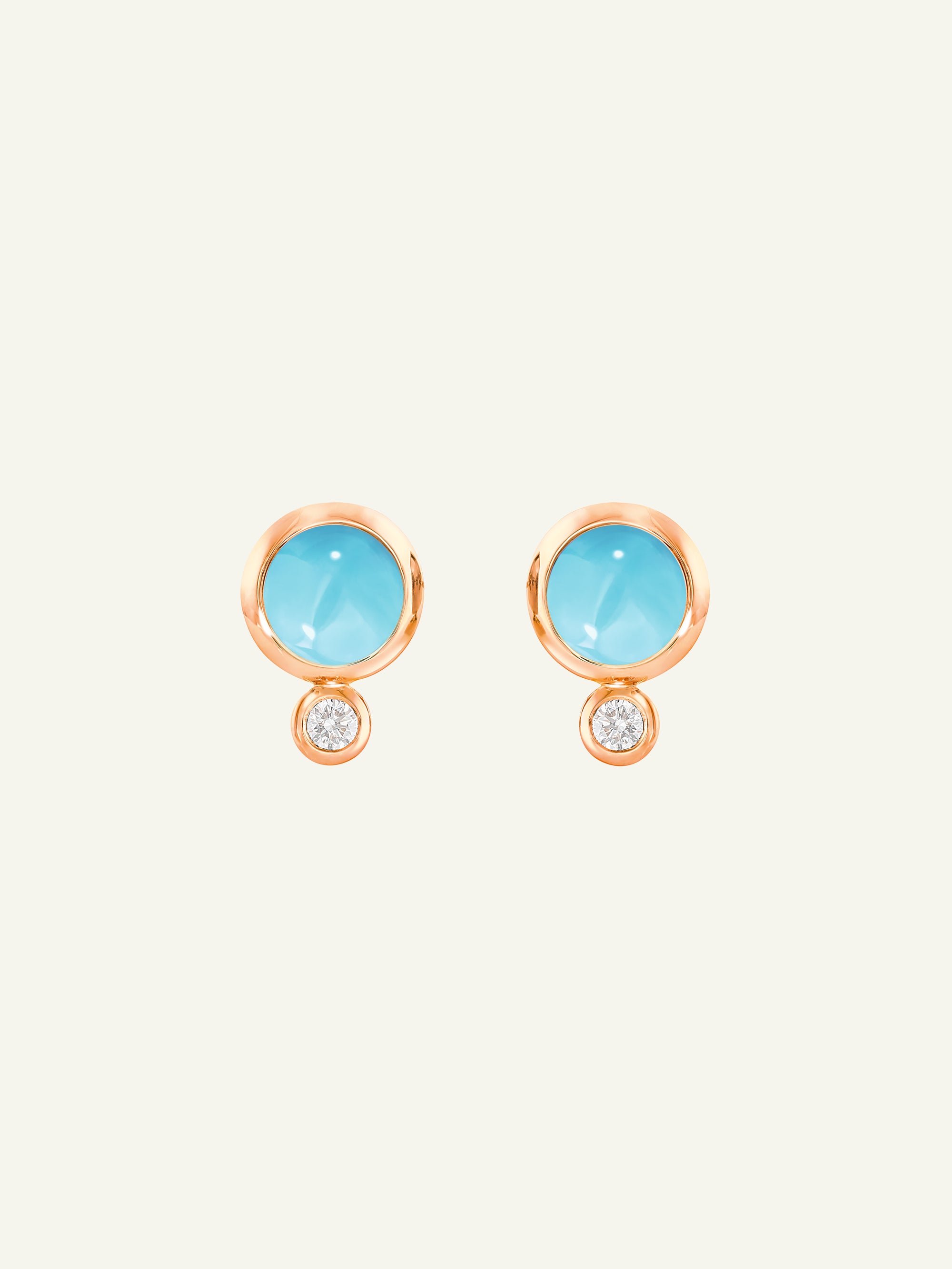 BOUTON Earrings with Turquoise and White Diamonds