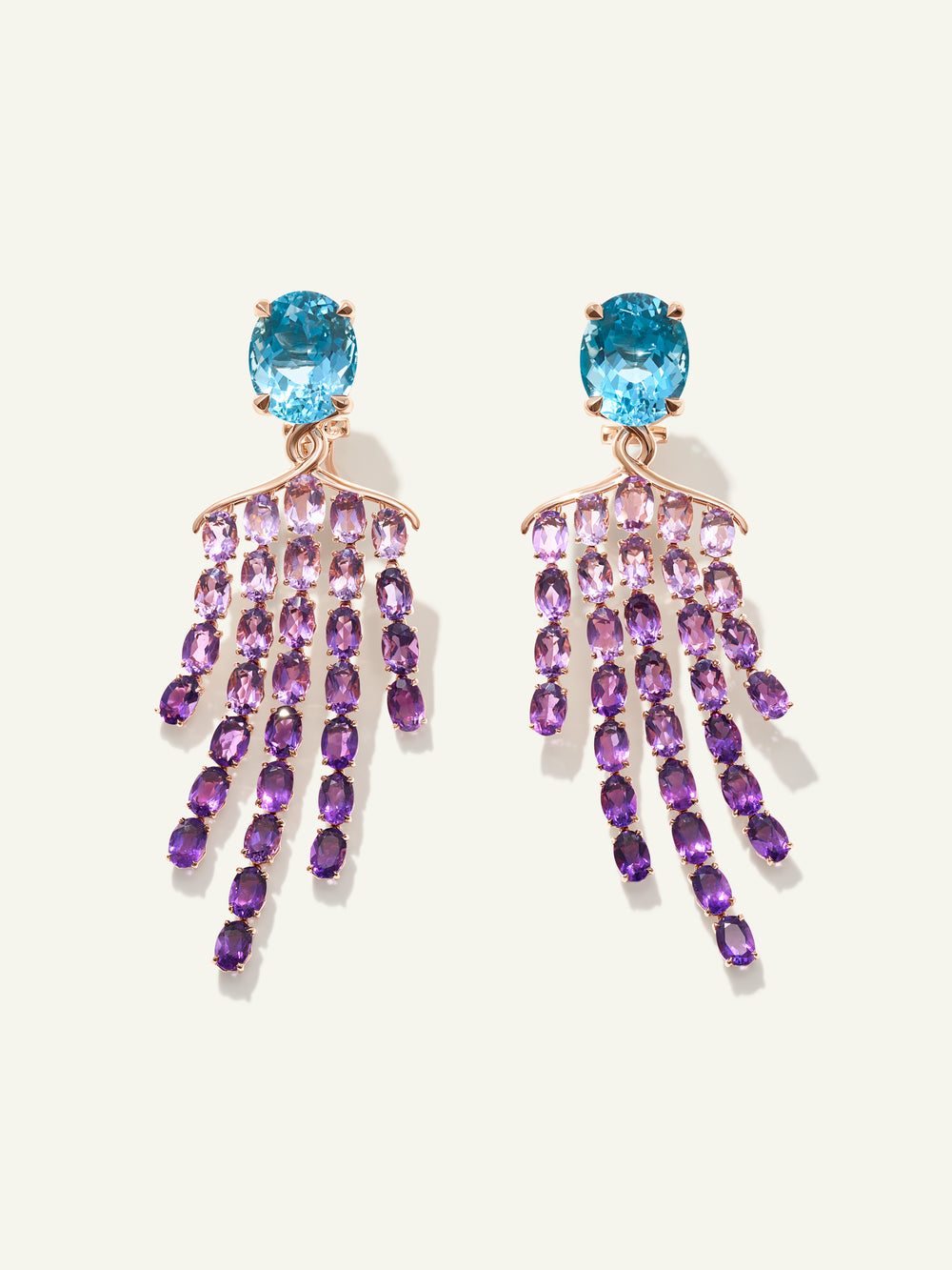 GLAMOUR Waterfall Ohrringe mit Aquamarin und Amthyst