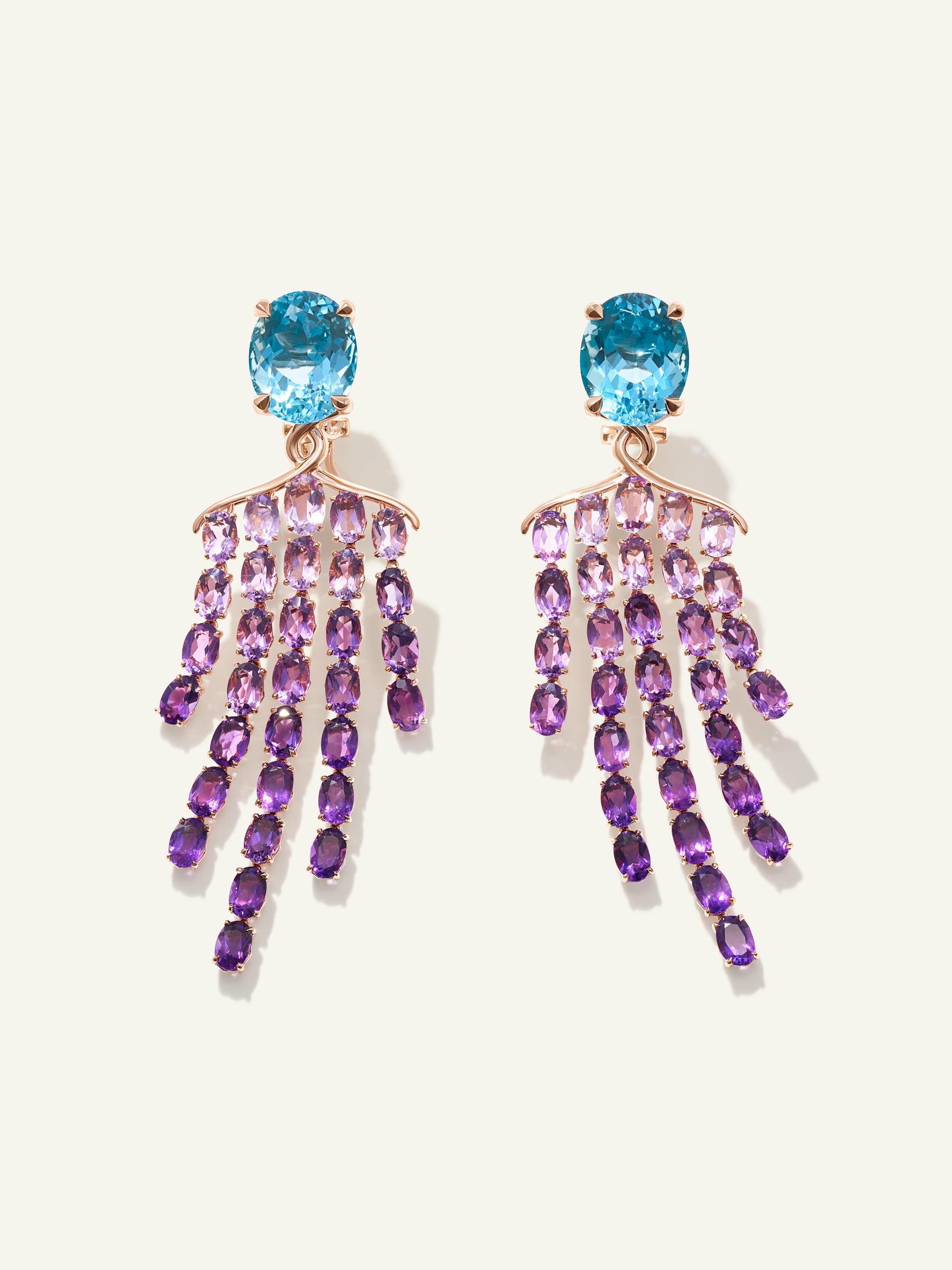 GLAMOUR Waterfall Ohrringe mit Aquamarin und Amthyst