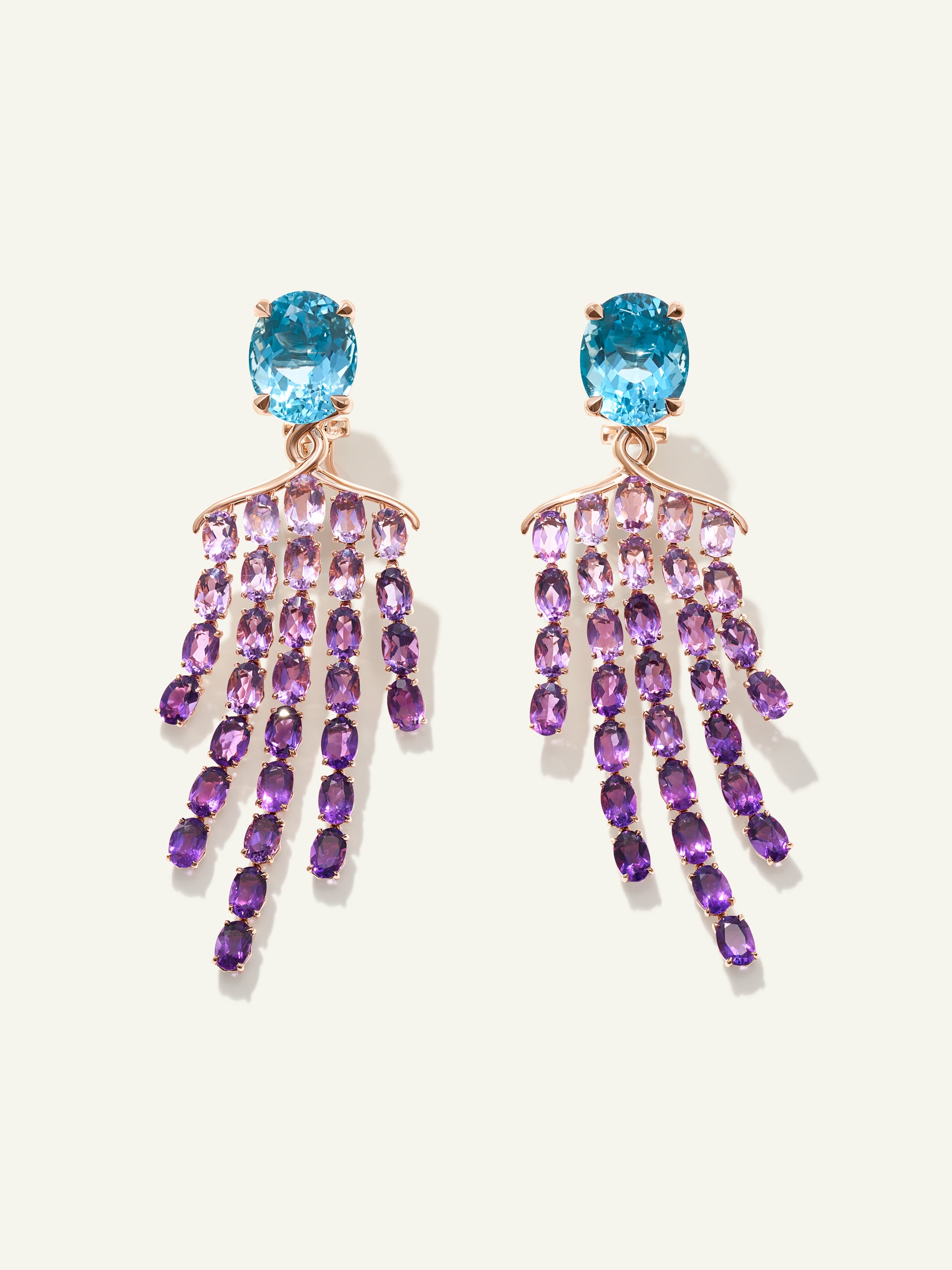 GLAMOUR Waterfall Ohrringe mit Aquamarin und Amthyst