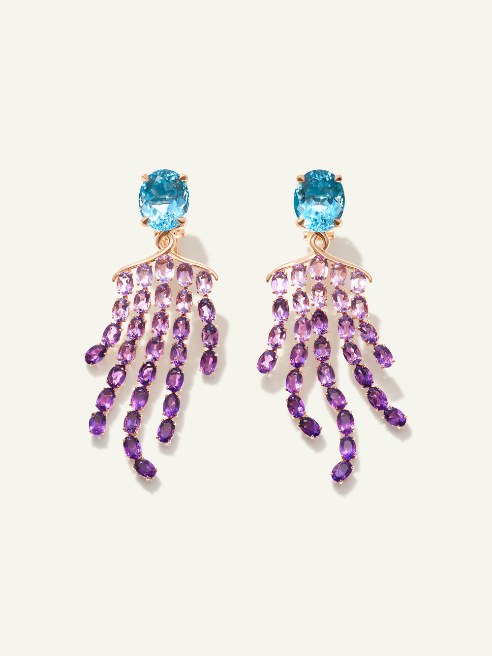 GLAMOUR Waterfall Ohrringe mit Aquamarin und Amthyst