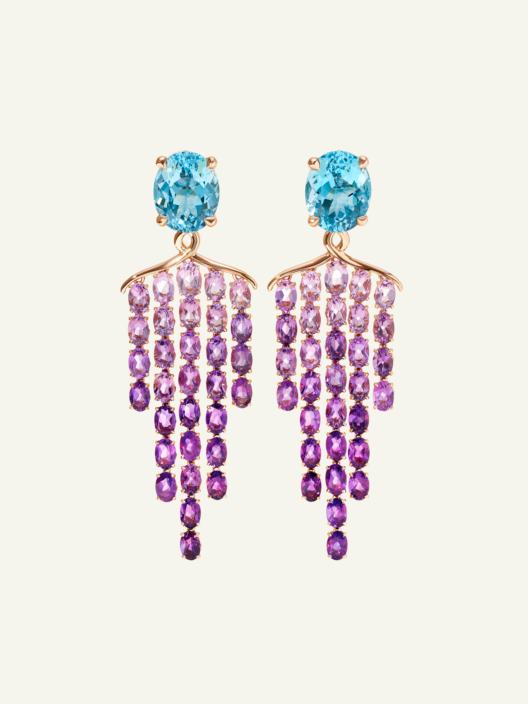 GLAMOUR Waterfall Ohrringe mit Aquamarin und Amthyst