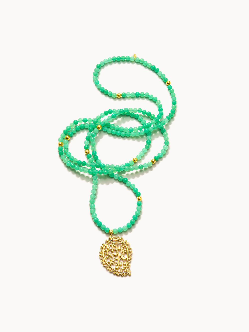 Necklace INDIA Chrysoprase with Dream pendant