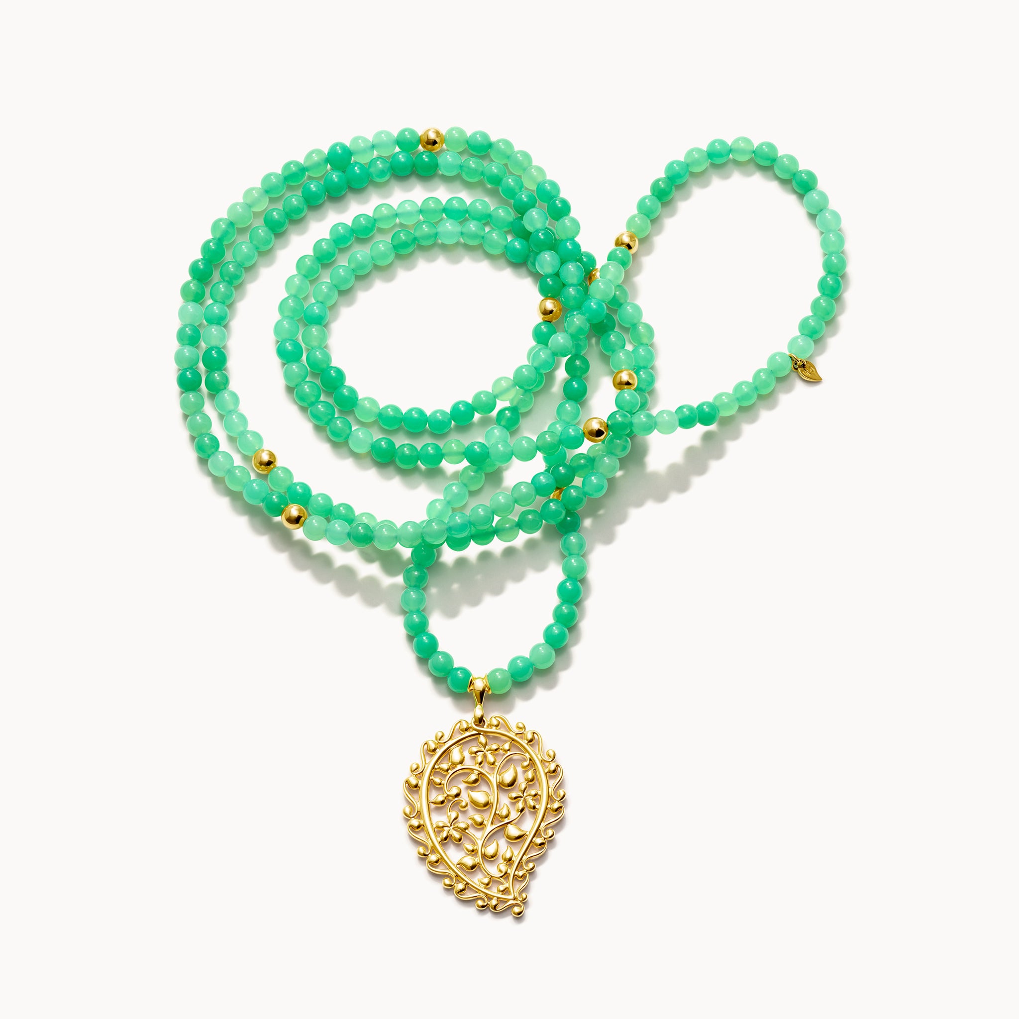 Necklace INDIA Chrysoprase with Dream pendant