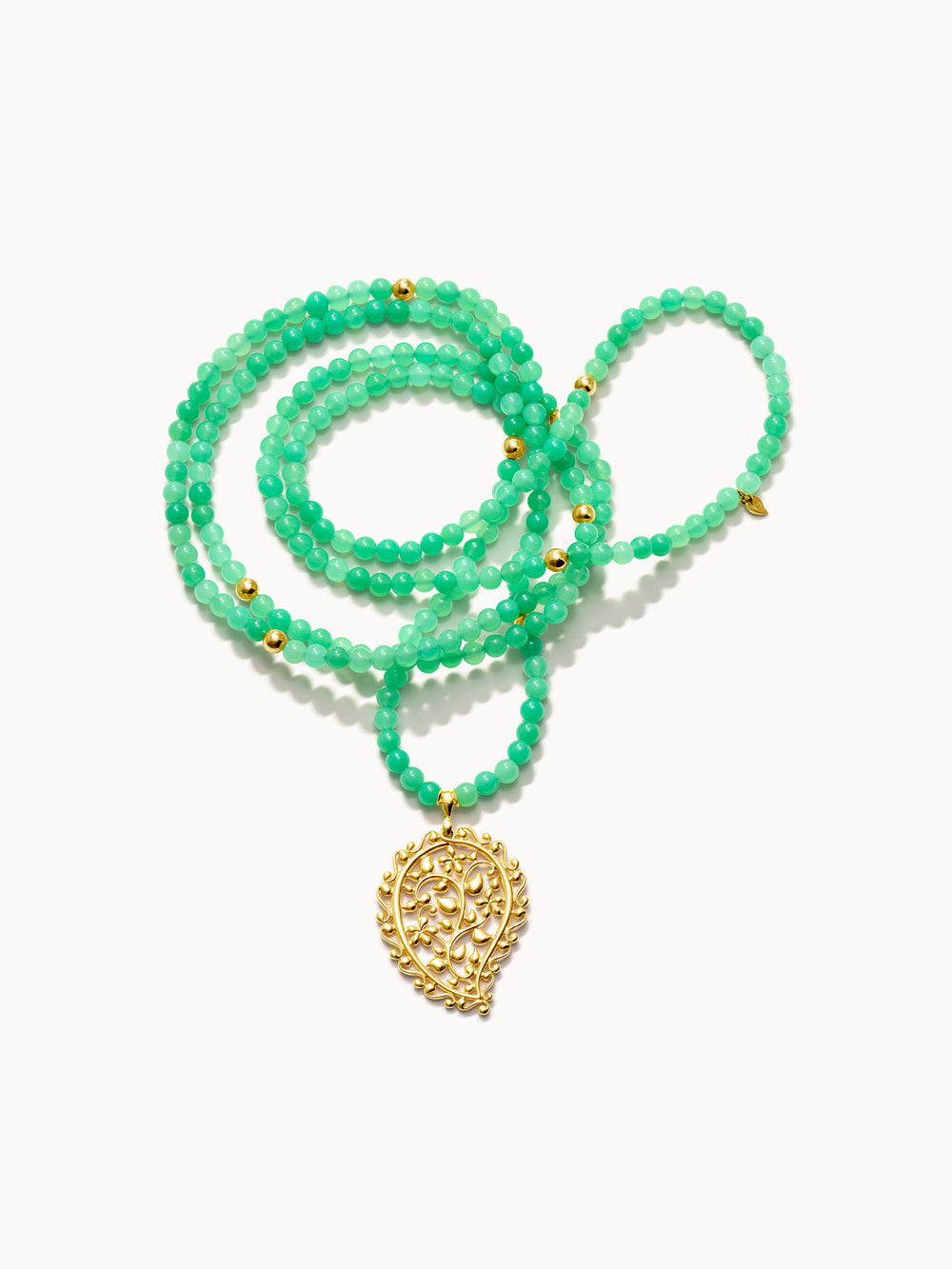 Necklace INDIA Chrysoprase with Dream pendant