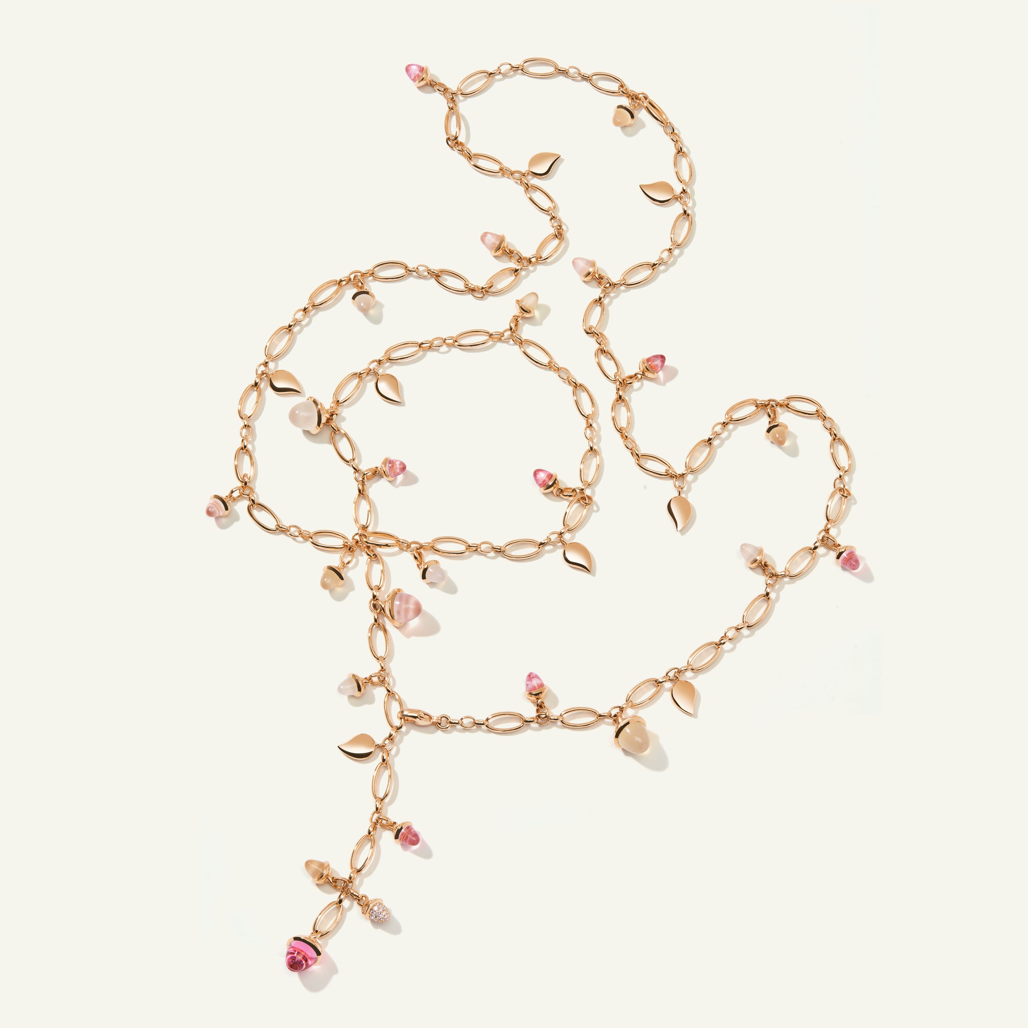 MIKADO Necklace, 100 cm in 'Blush' with Diamond Pavé