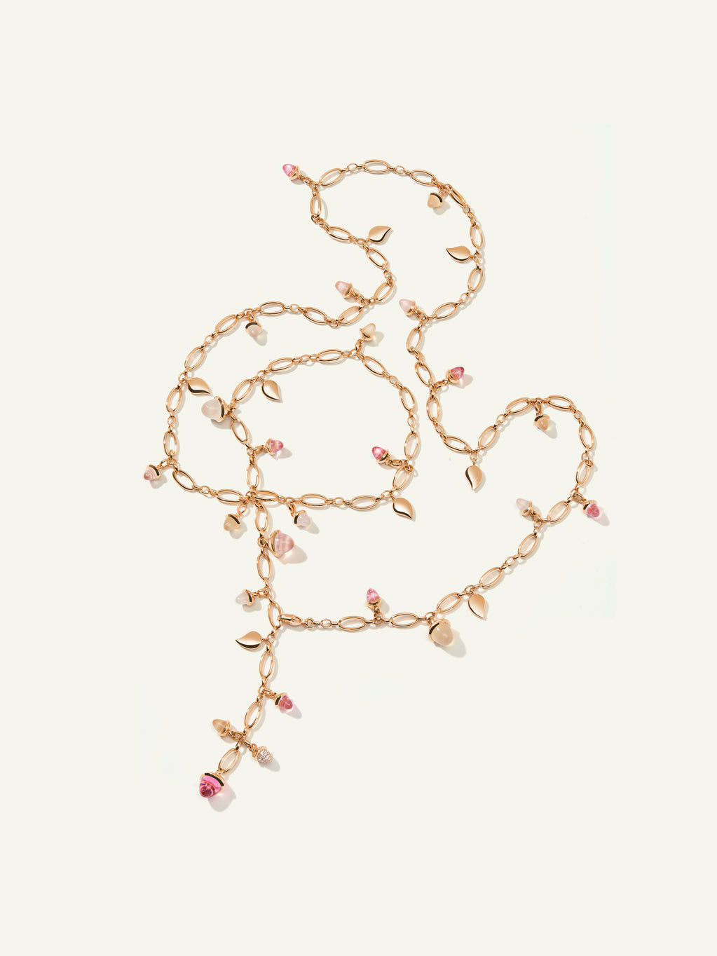 MIKADO Necklace, 100 cm in 'Blush' with Diamond Pavé