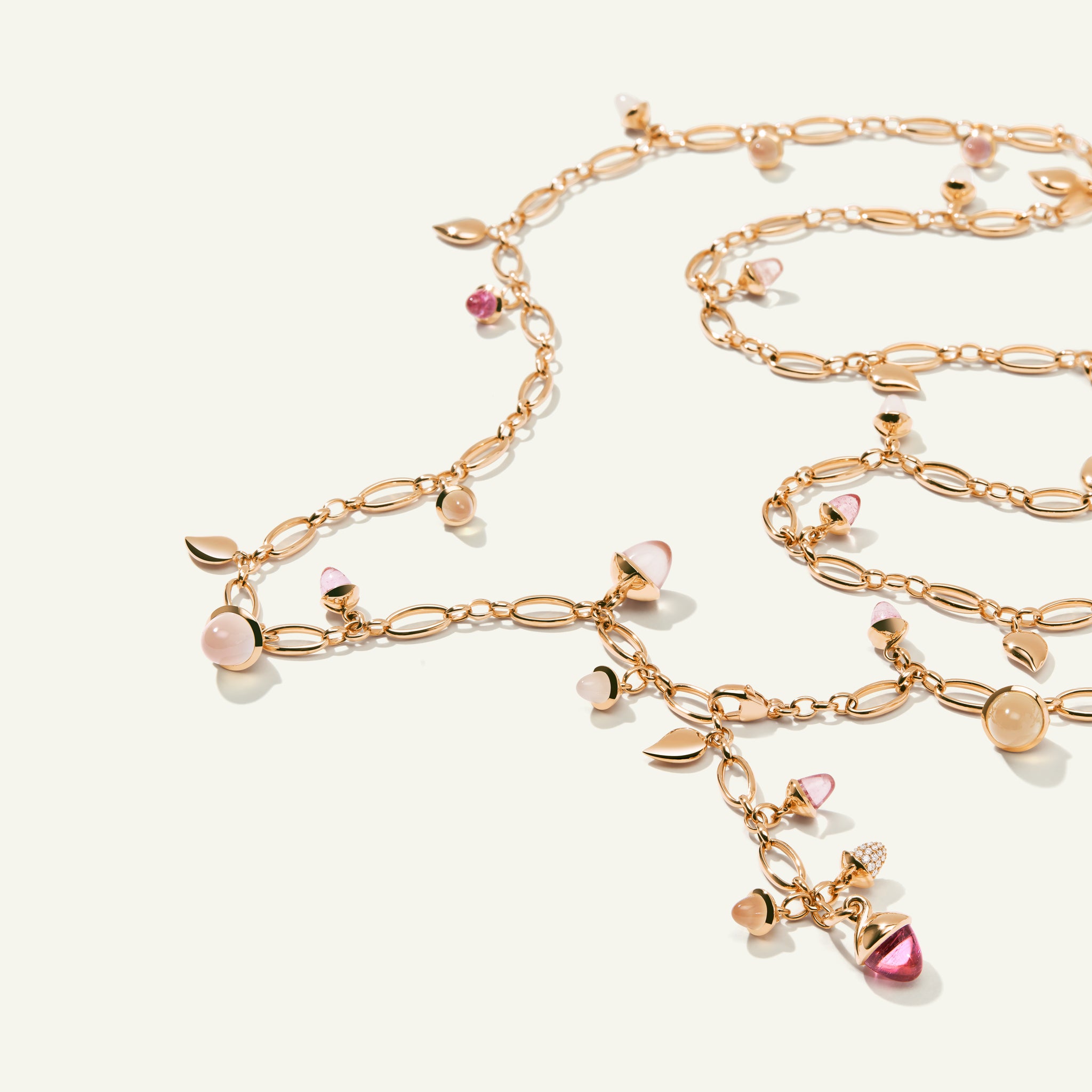 MIKADO Necklace, 100 cm in 'Blush' with Diamond Pavé