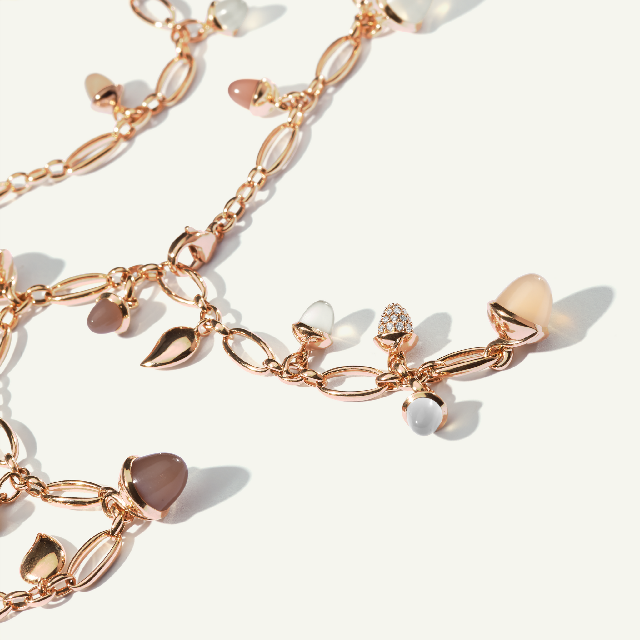 MIKADO Necklace, 100 cm in 'Camel' with Diamond Pavé