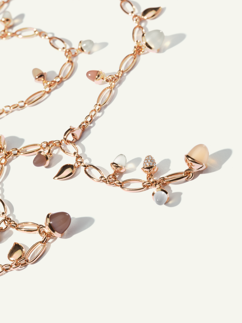 MIKADO Necklace, 100 cm in 'Camel' with Diamond Pavé