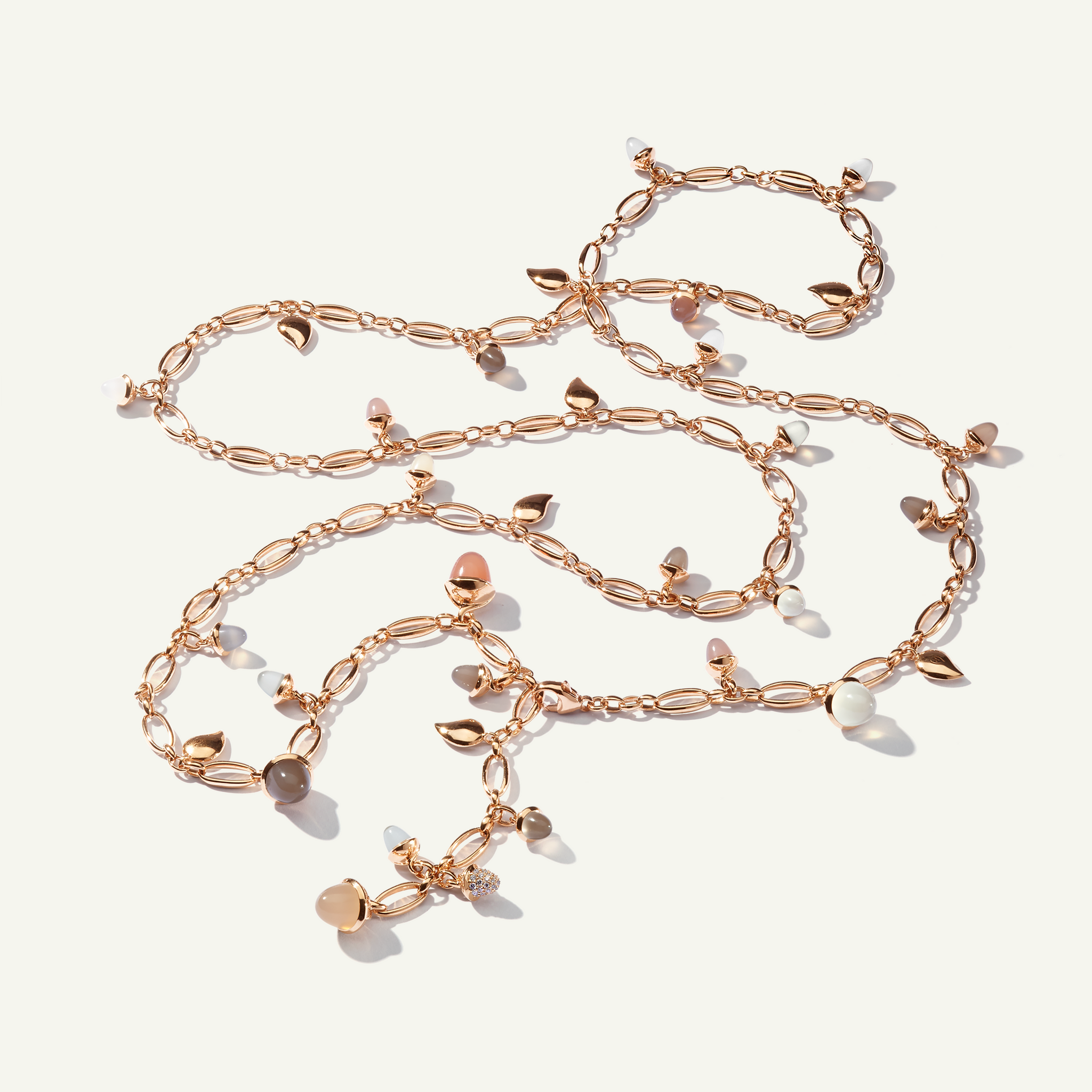 MIKADO Necklace, 100 cm in 'Camel' with Diamond Pavé